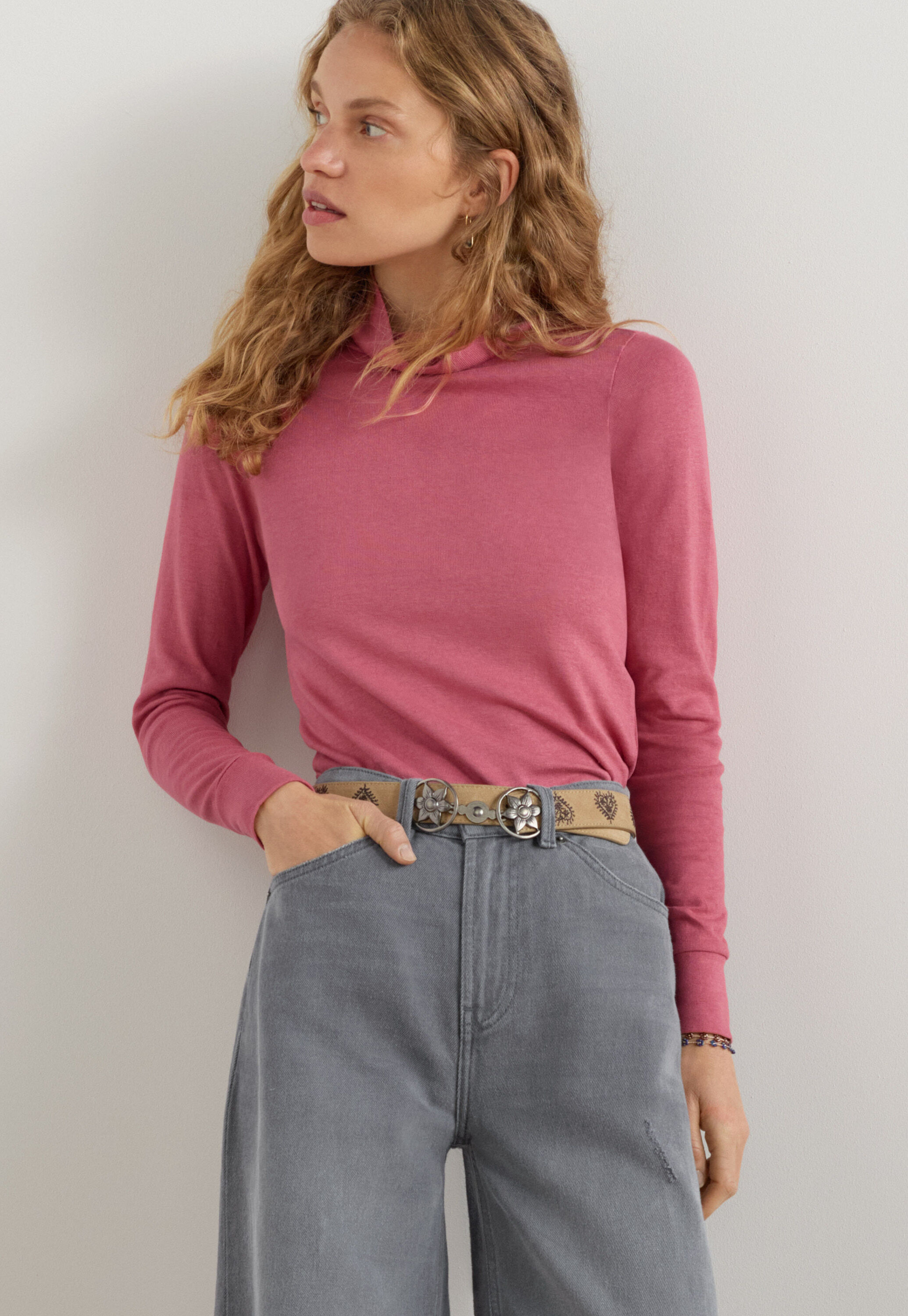 Roll-neck top, Dusty rose, large