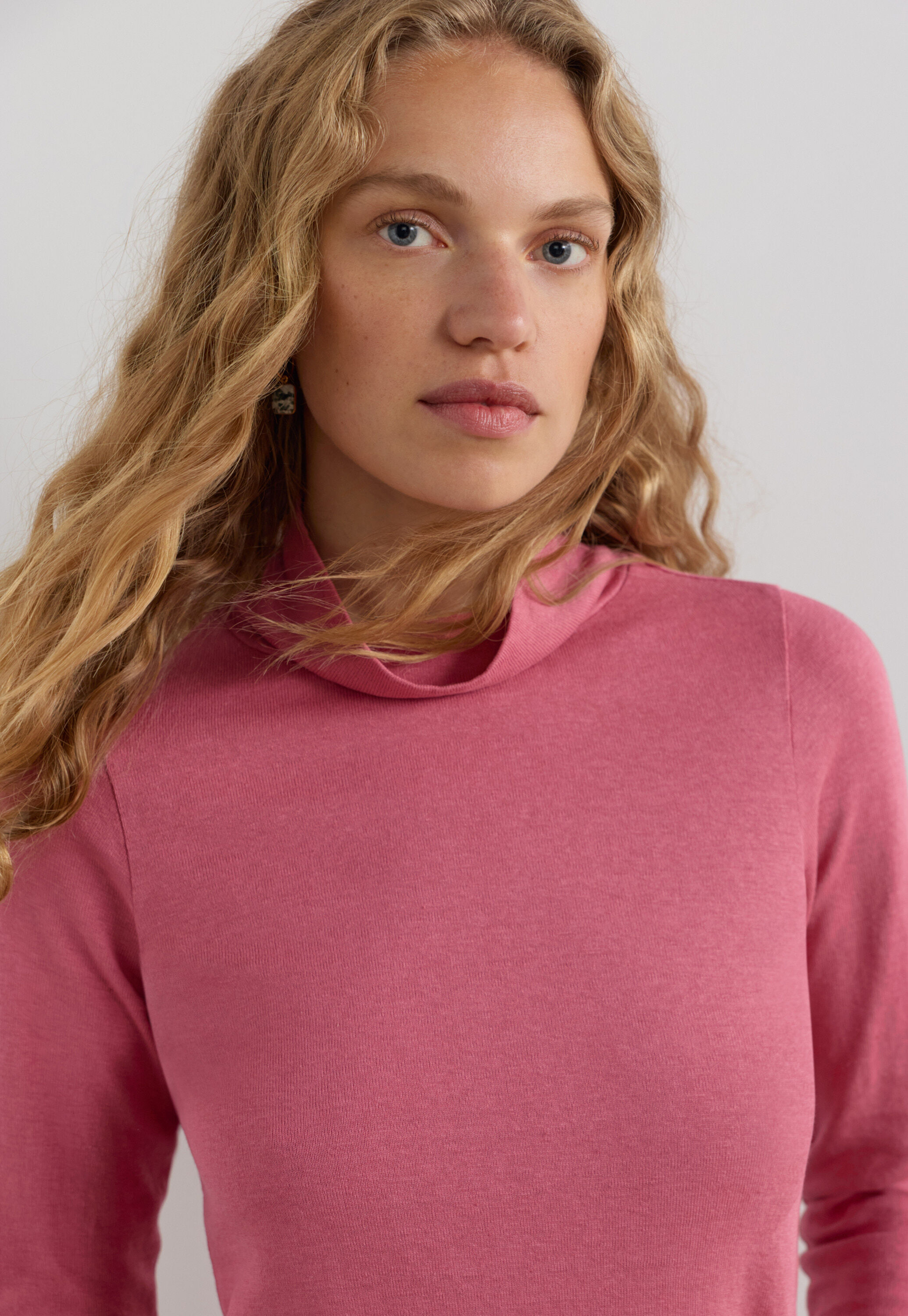 Roll-neck top, Dusty rose, large