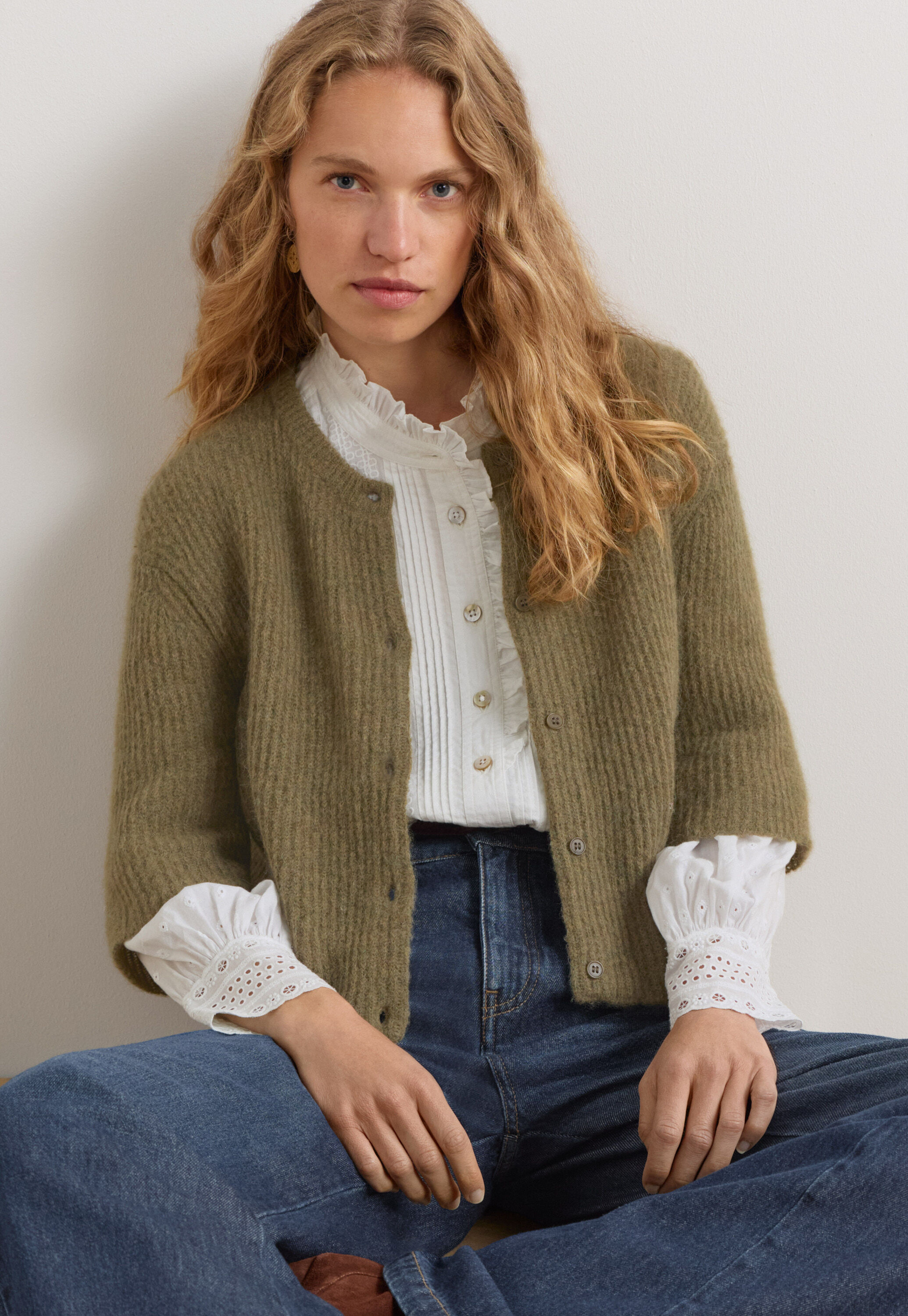 Lace-stitch sweater