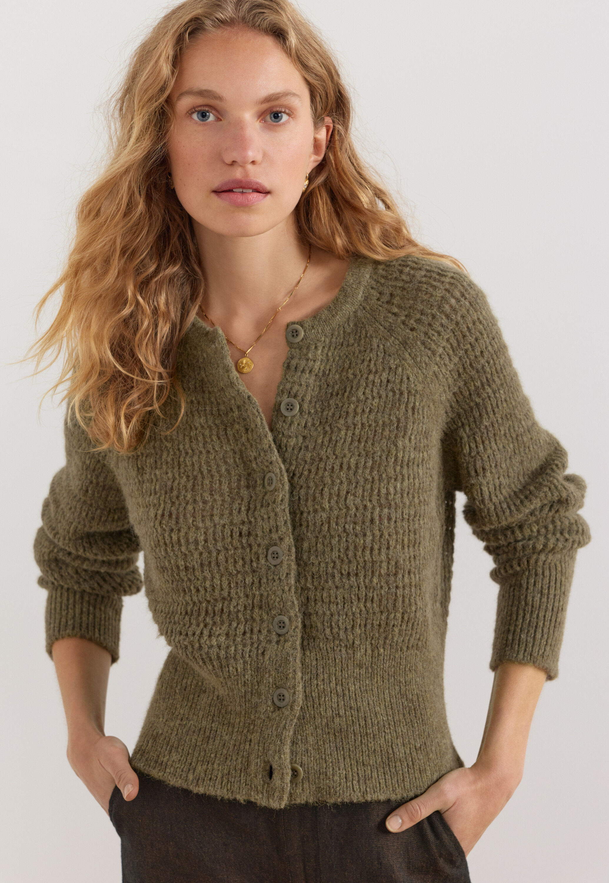 Lace-stitch sweater