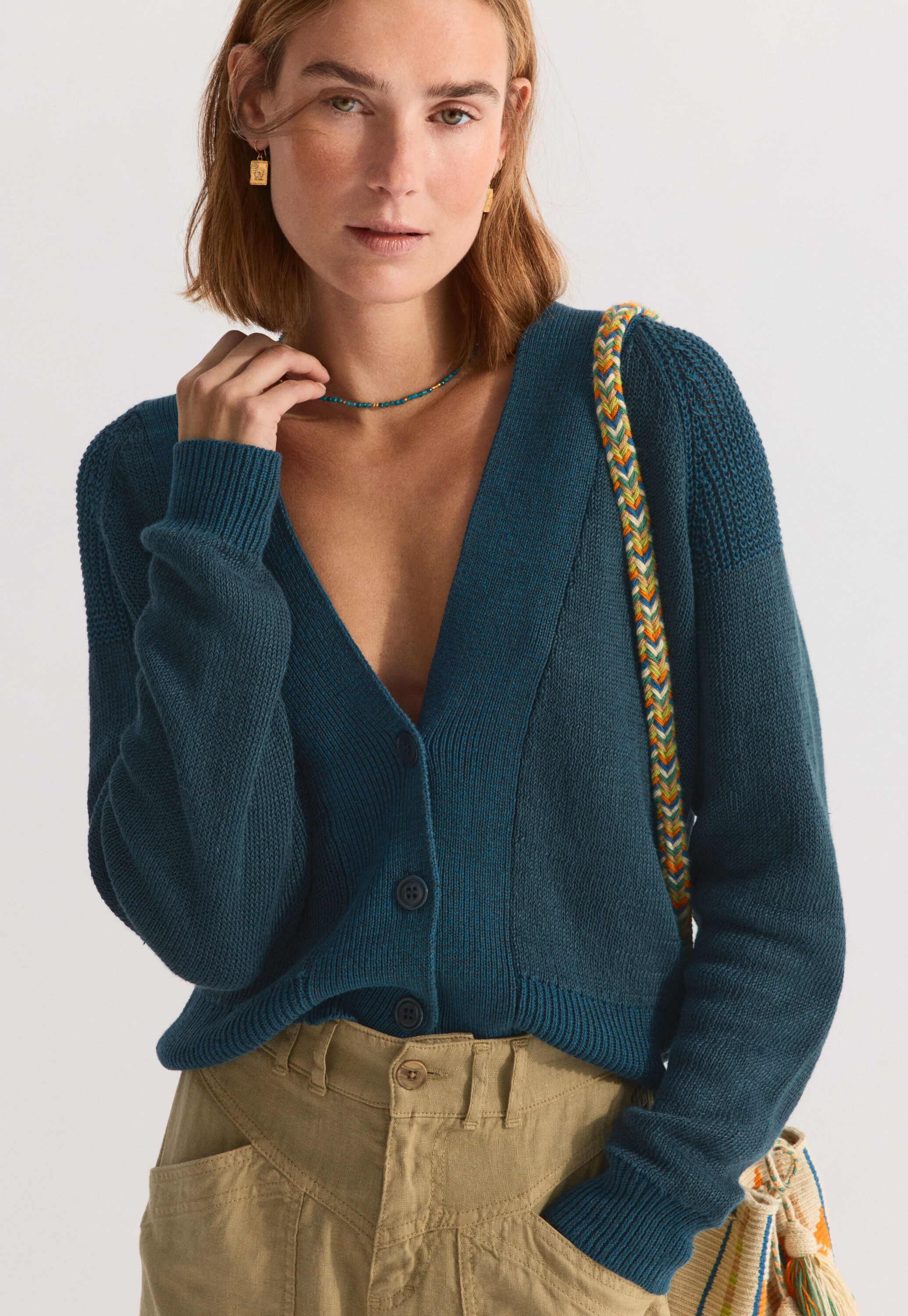 Lace-stitch sweater
