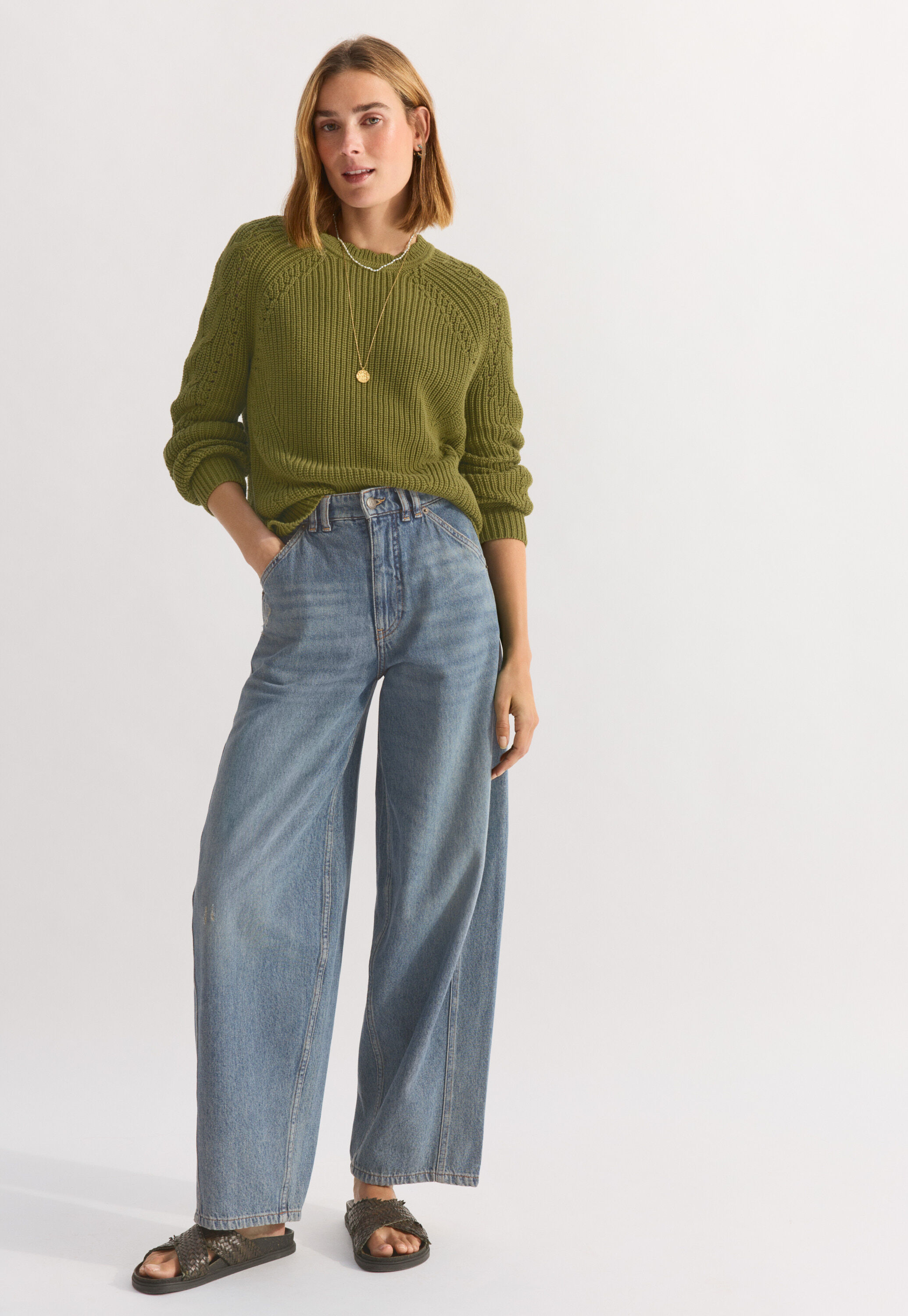 Cable-sleeve sweater