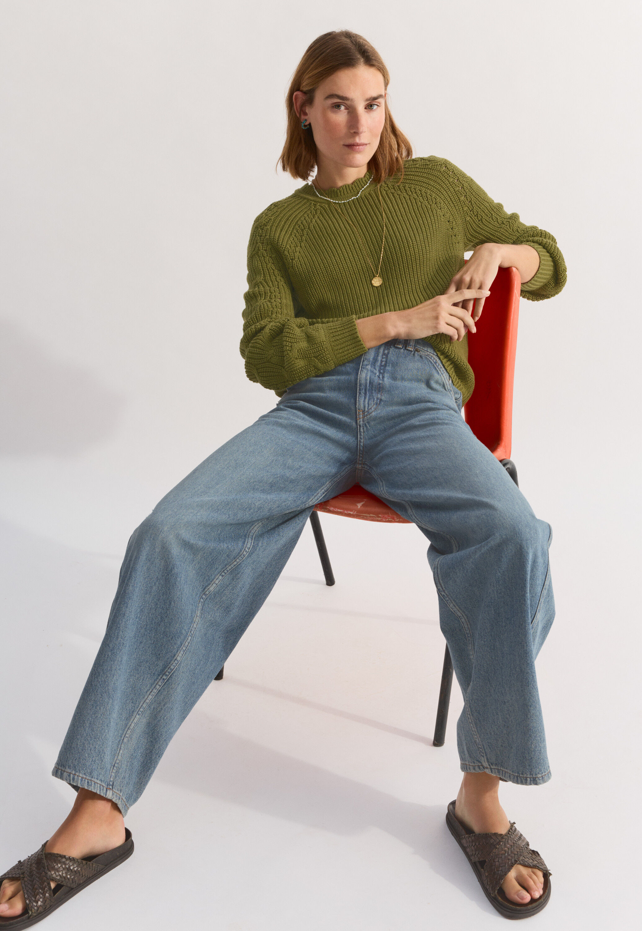 Cable-sleeve sweater