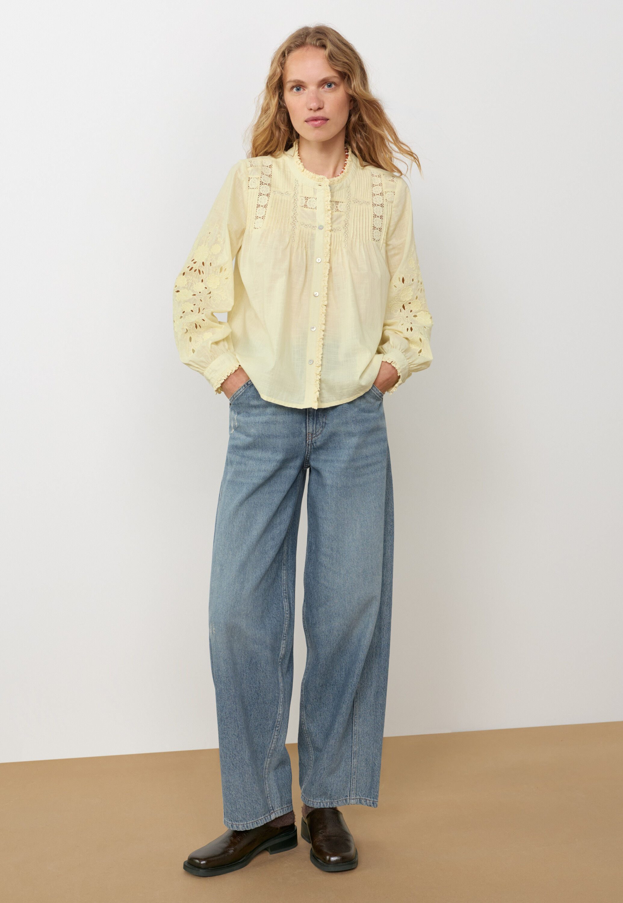 Lace pintuck blouse