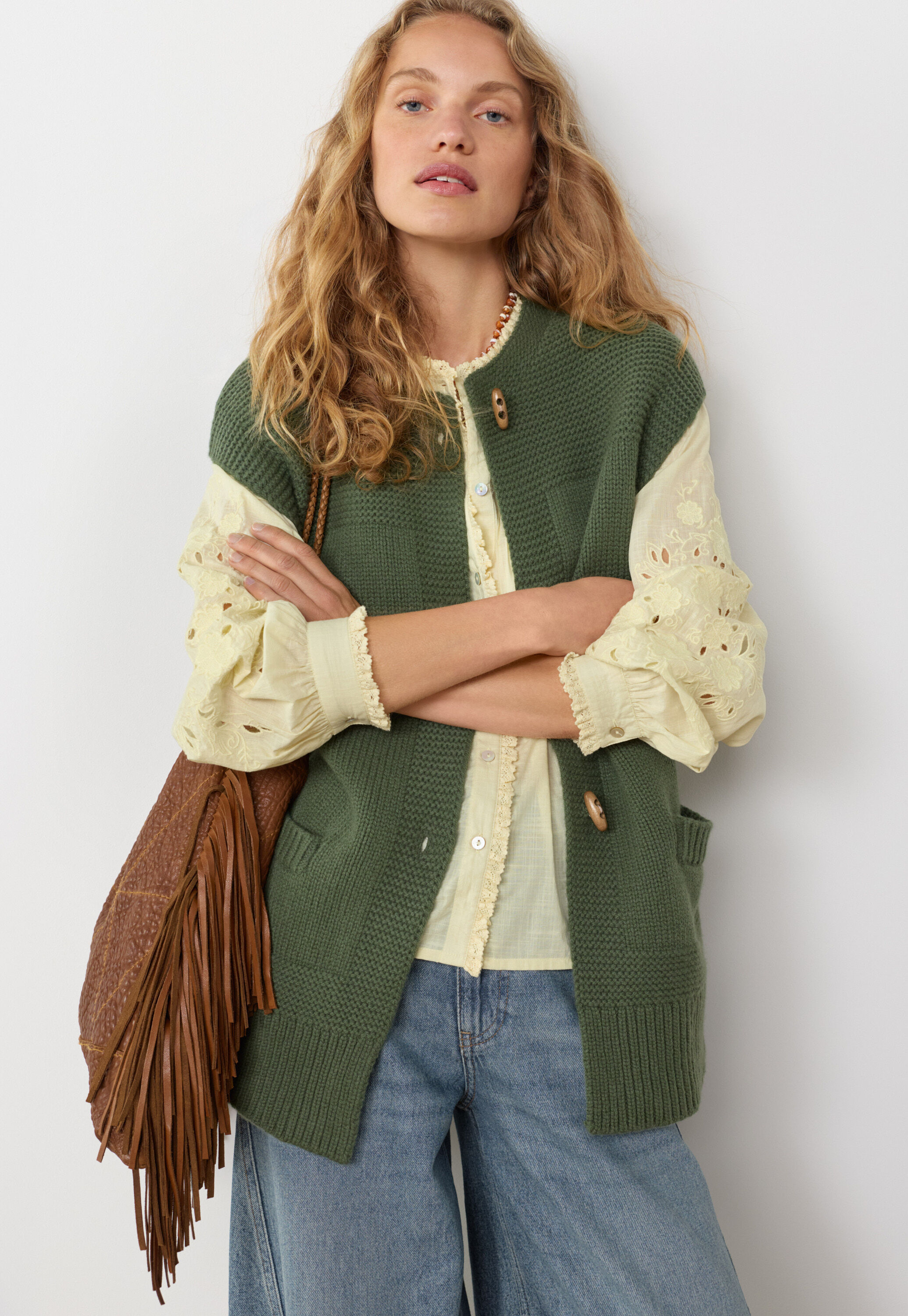 Lace-stitch sweater