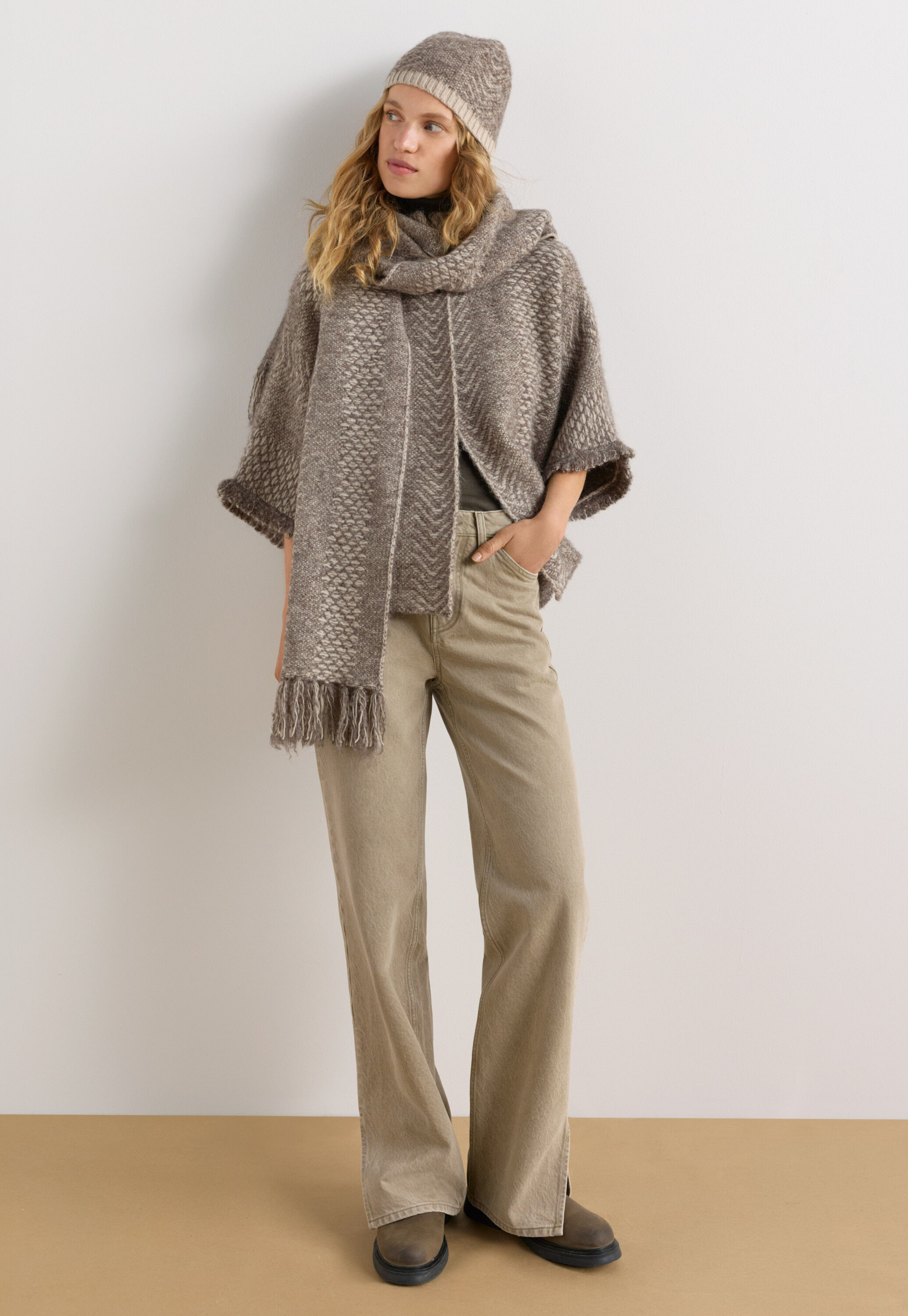 Herringbone scarf, Grey mink, large