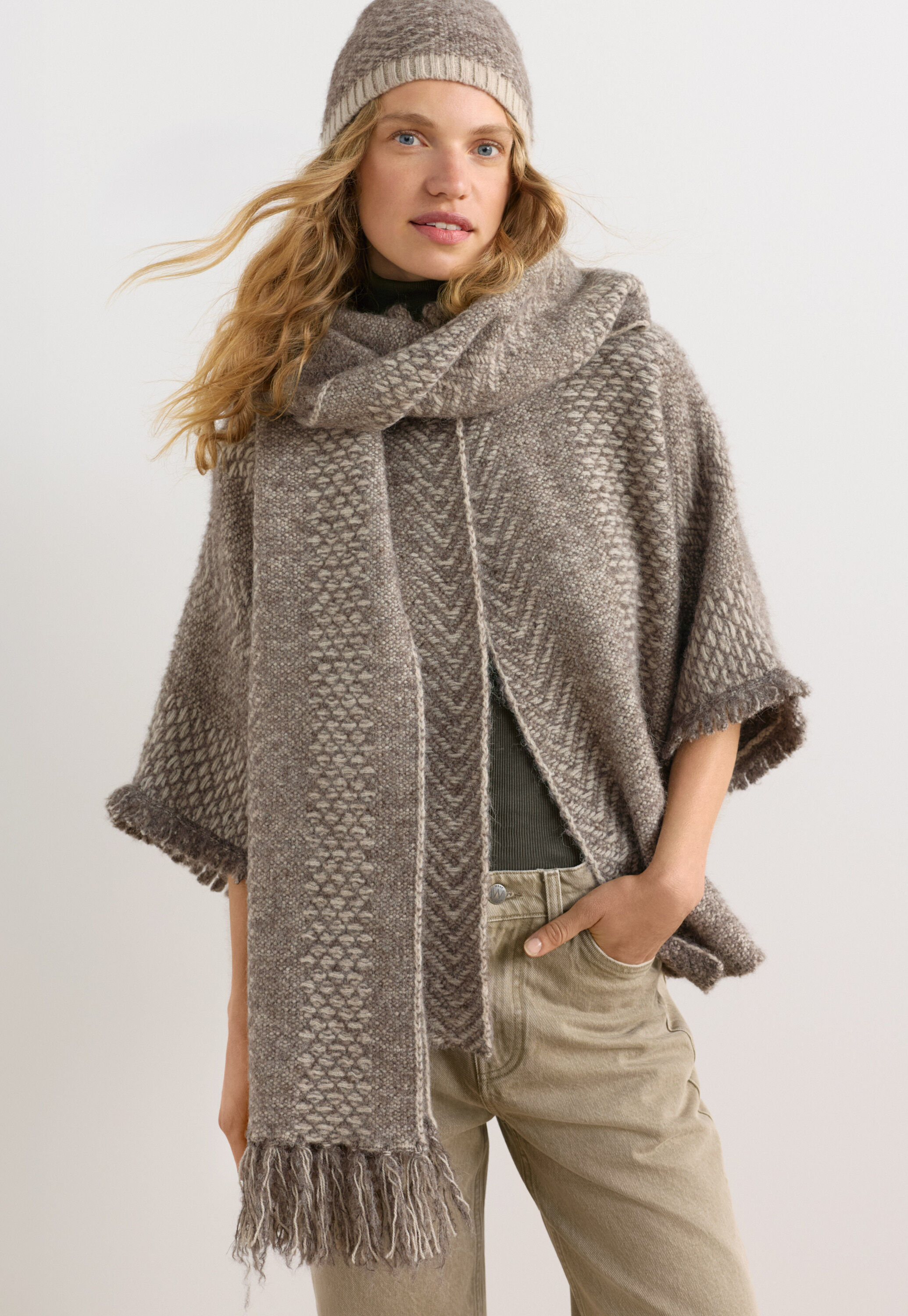 Herringbone scarf, Grey mink, large