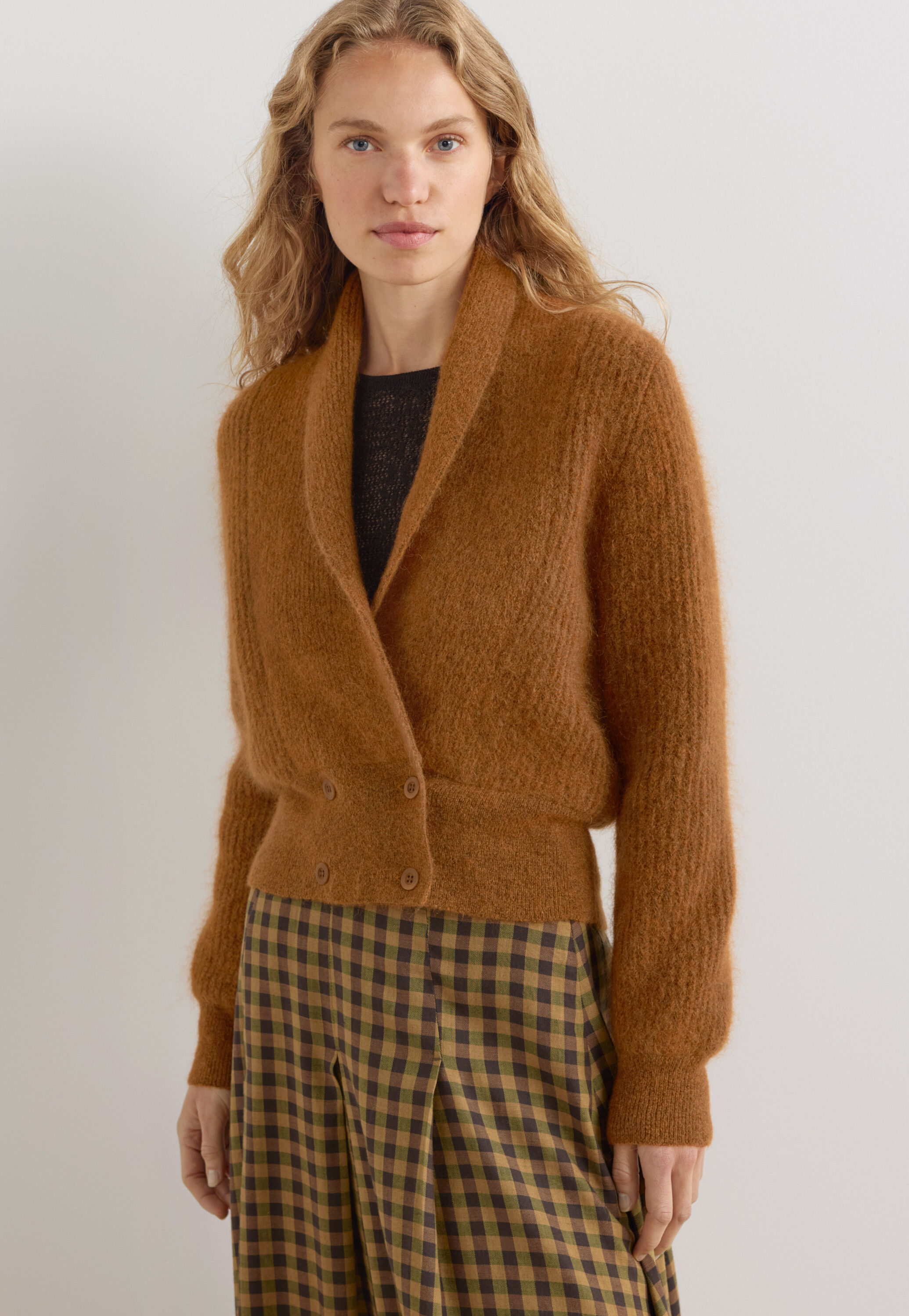 Shawl-collar cardigan, Burnt copper, large