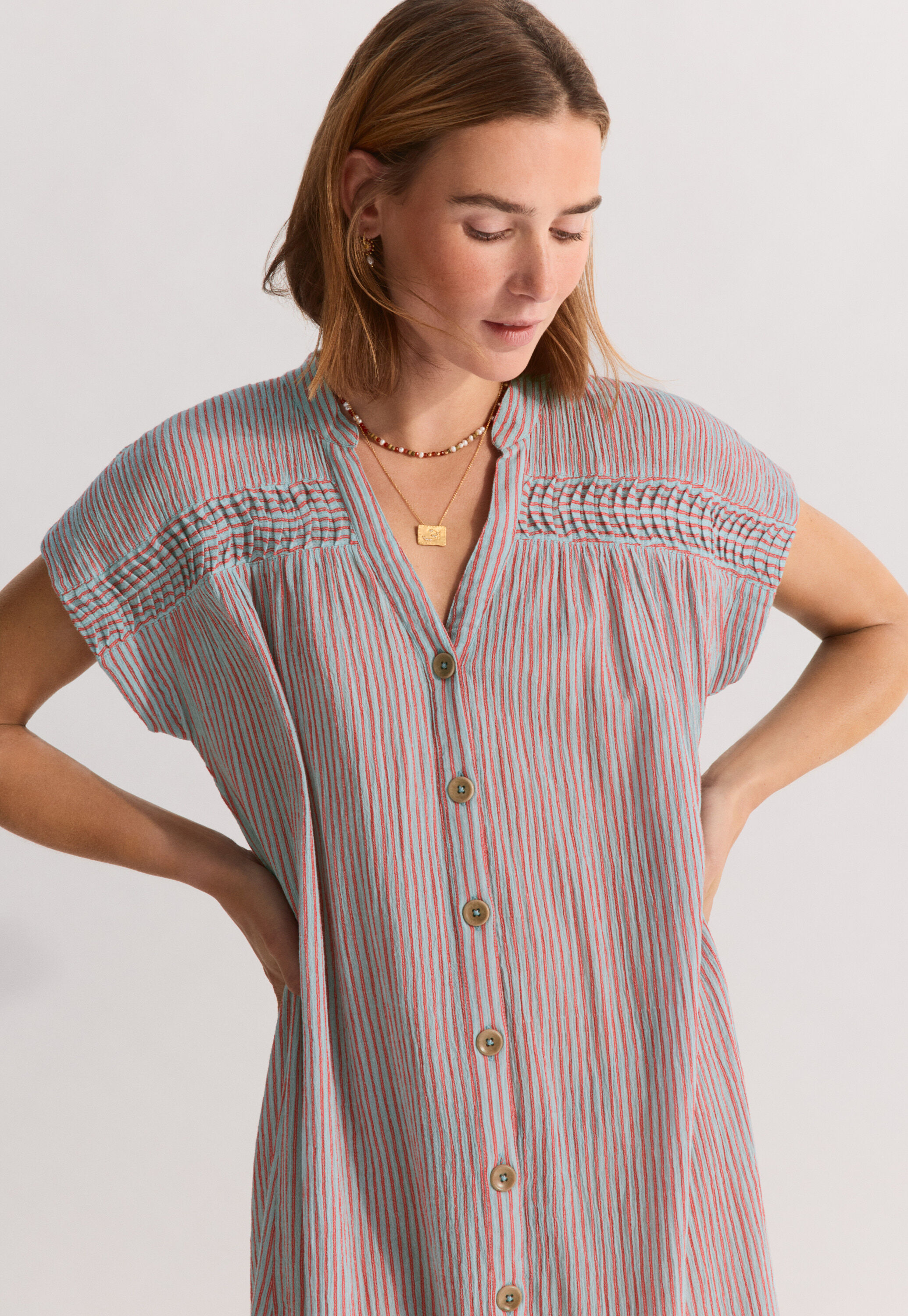Mixed-check dress