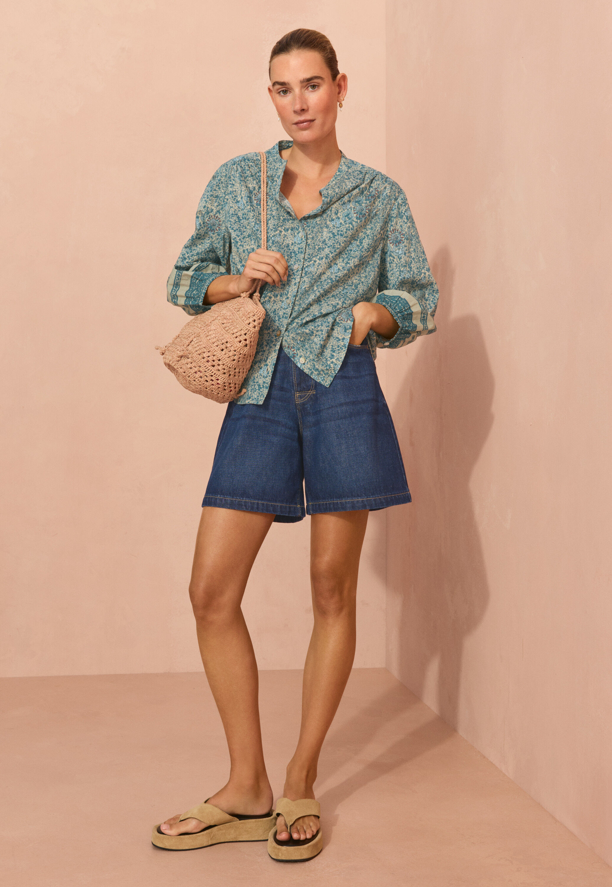 Printed boyfriend blouse