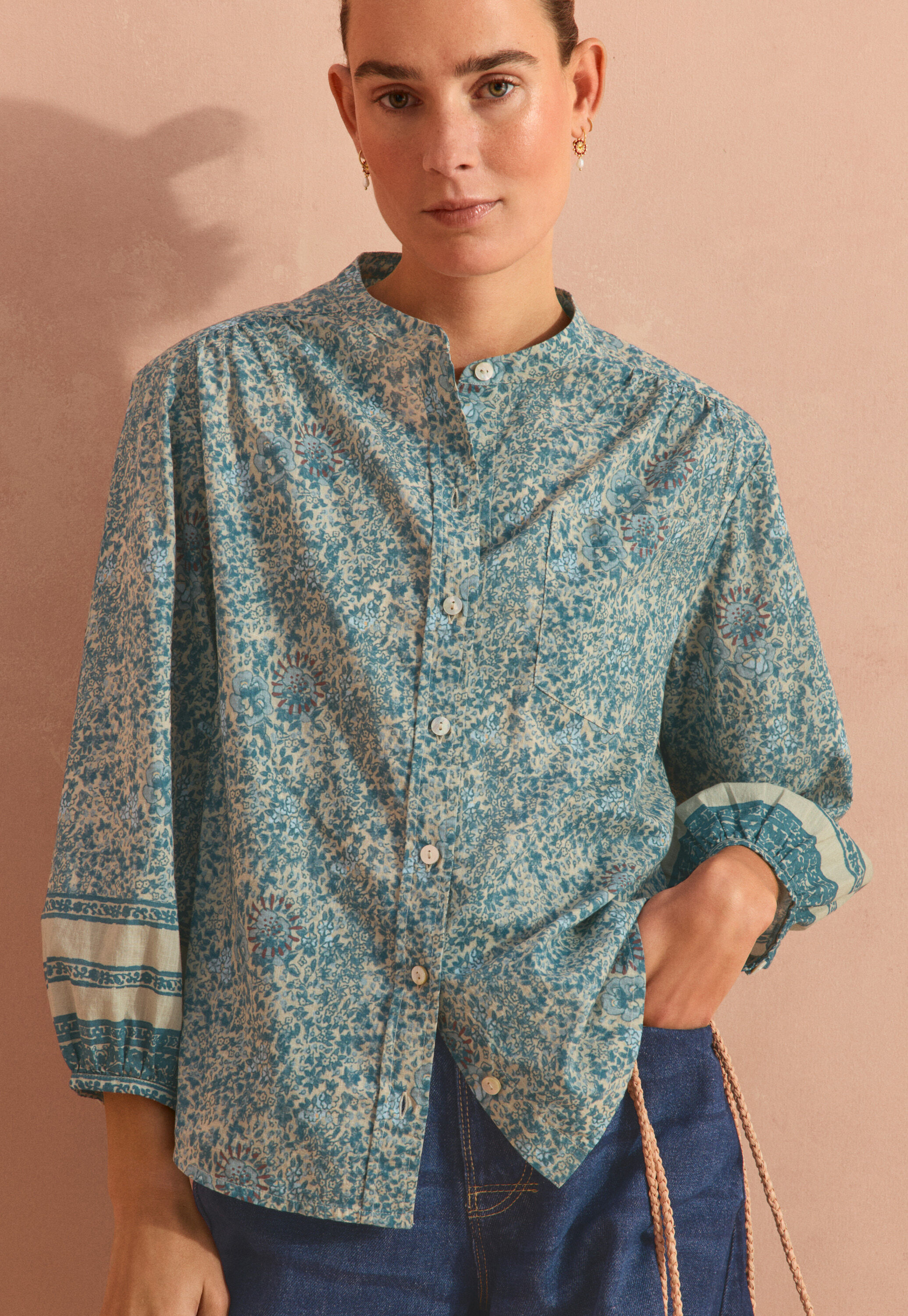 Printed boyfriend blouse