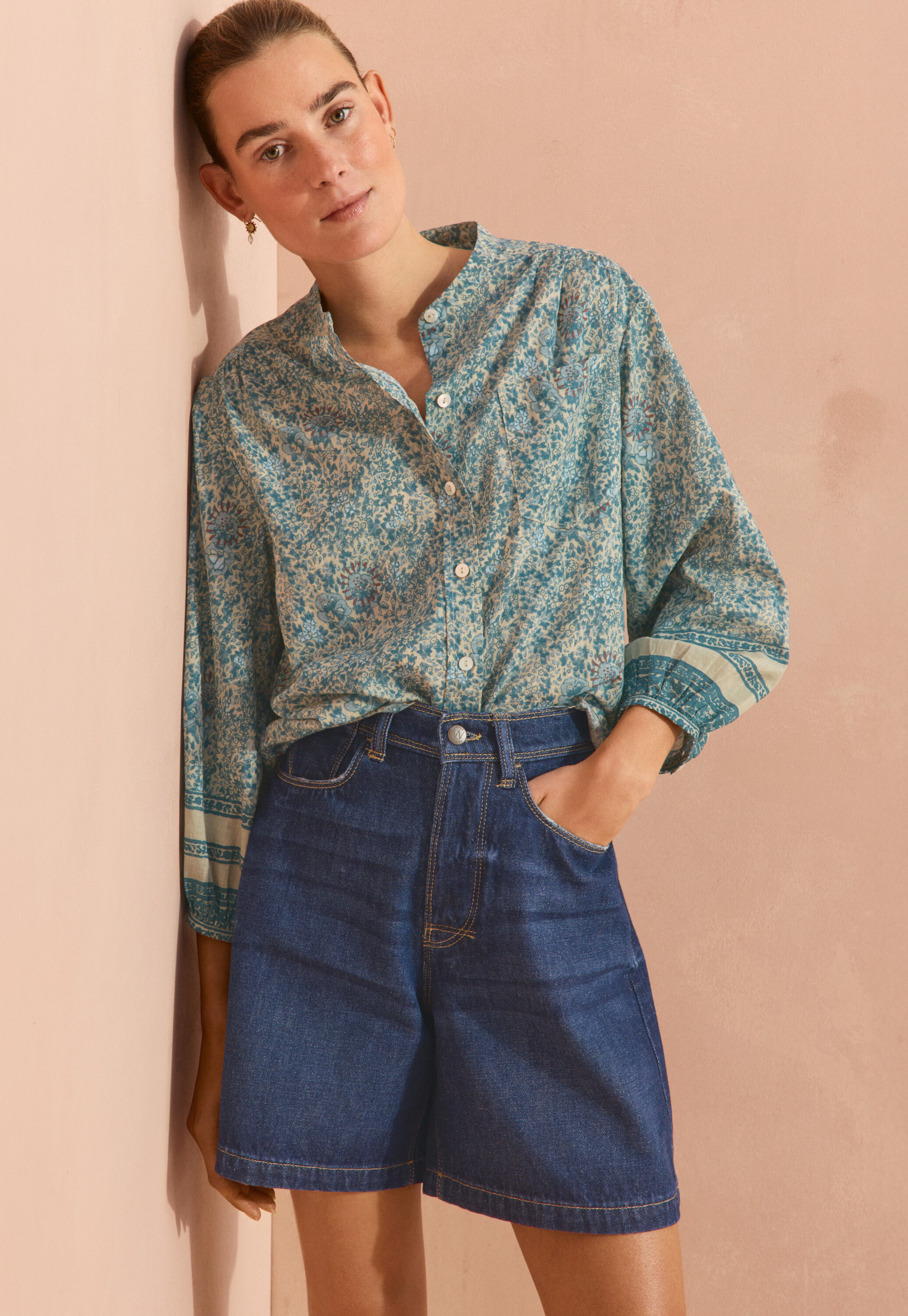 Printed boyfriend blouse