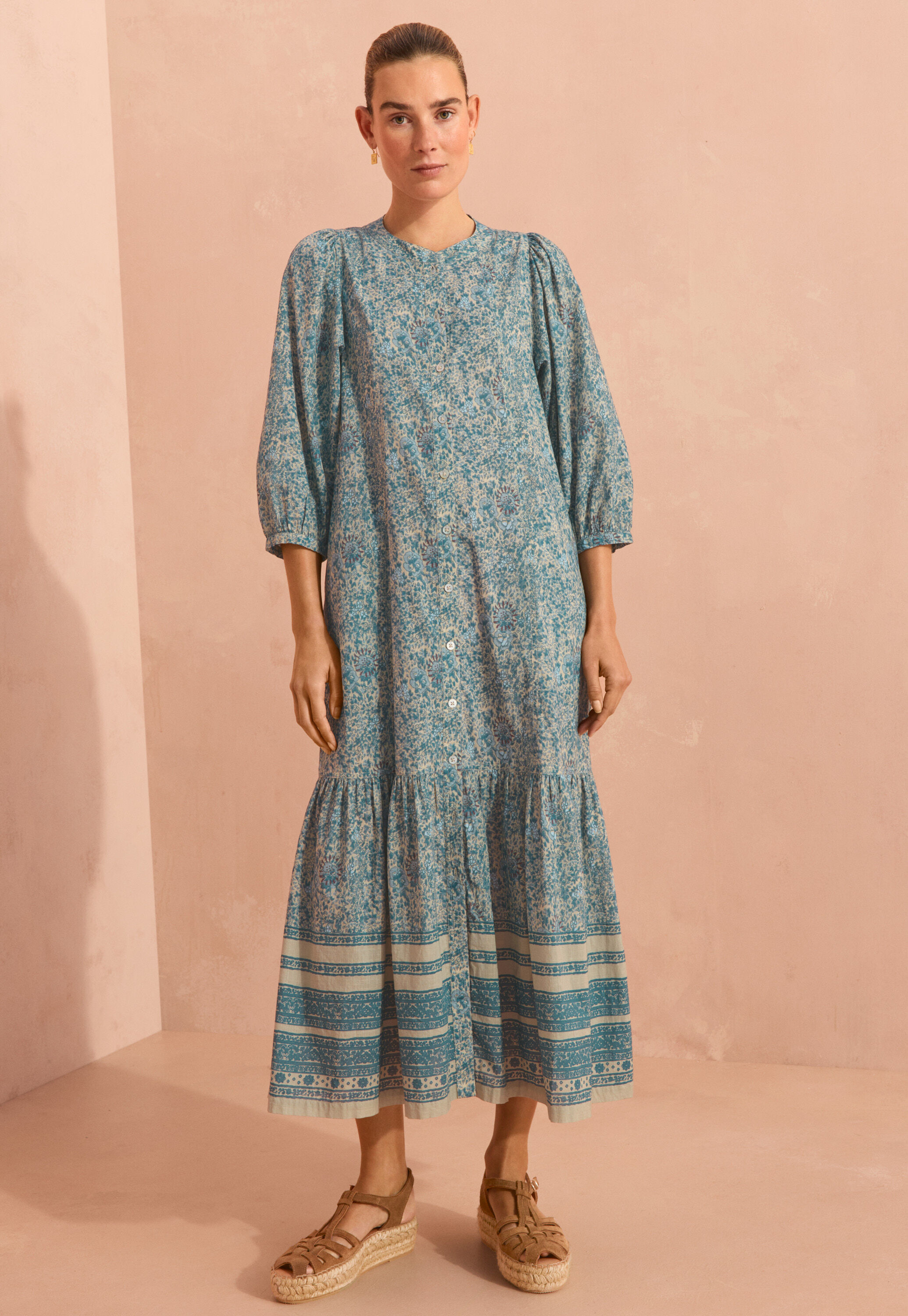Boho border-placement dress