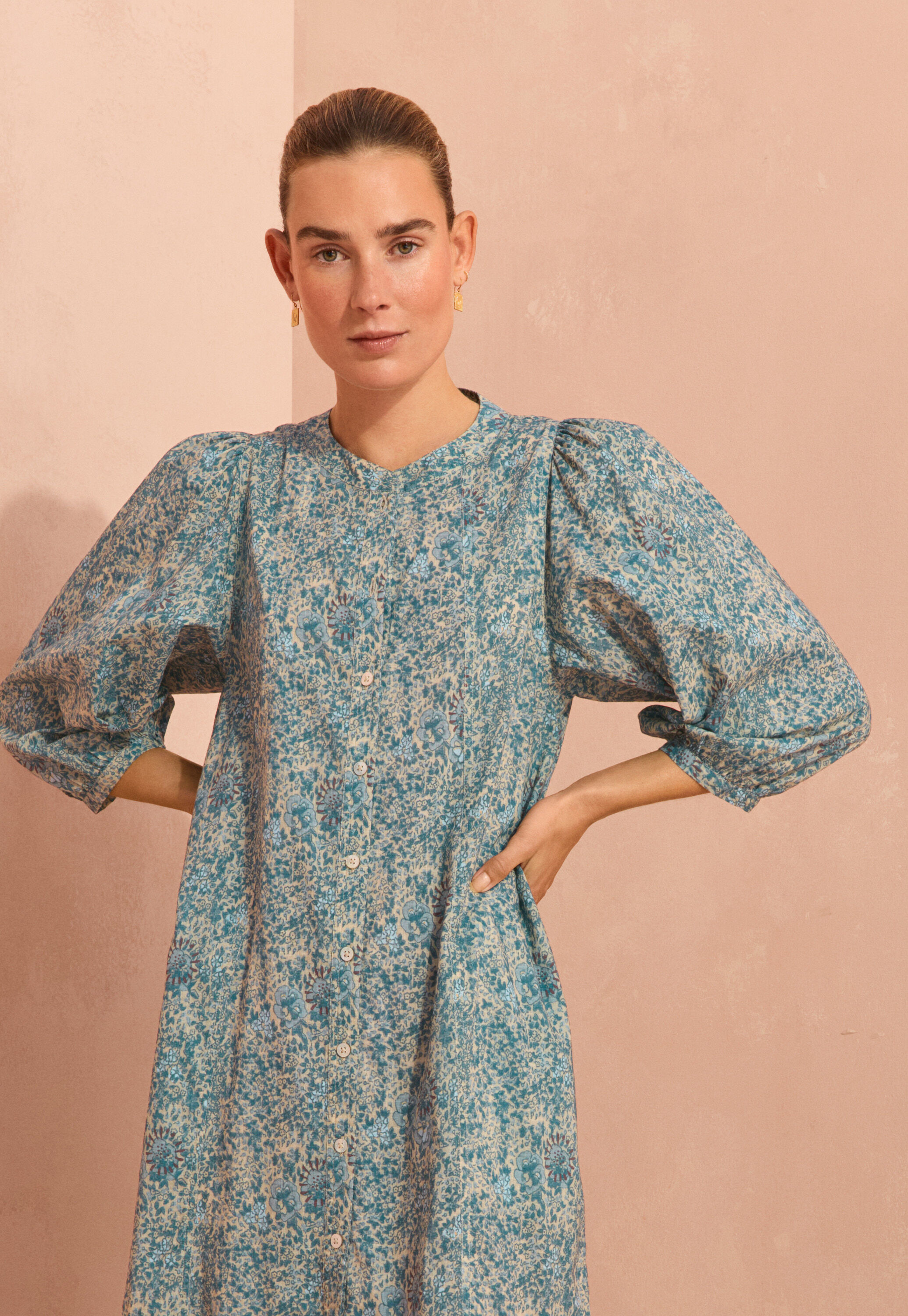 Boho border-placement dress