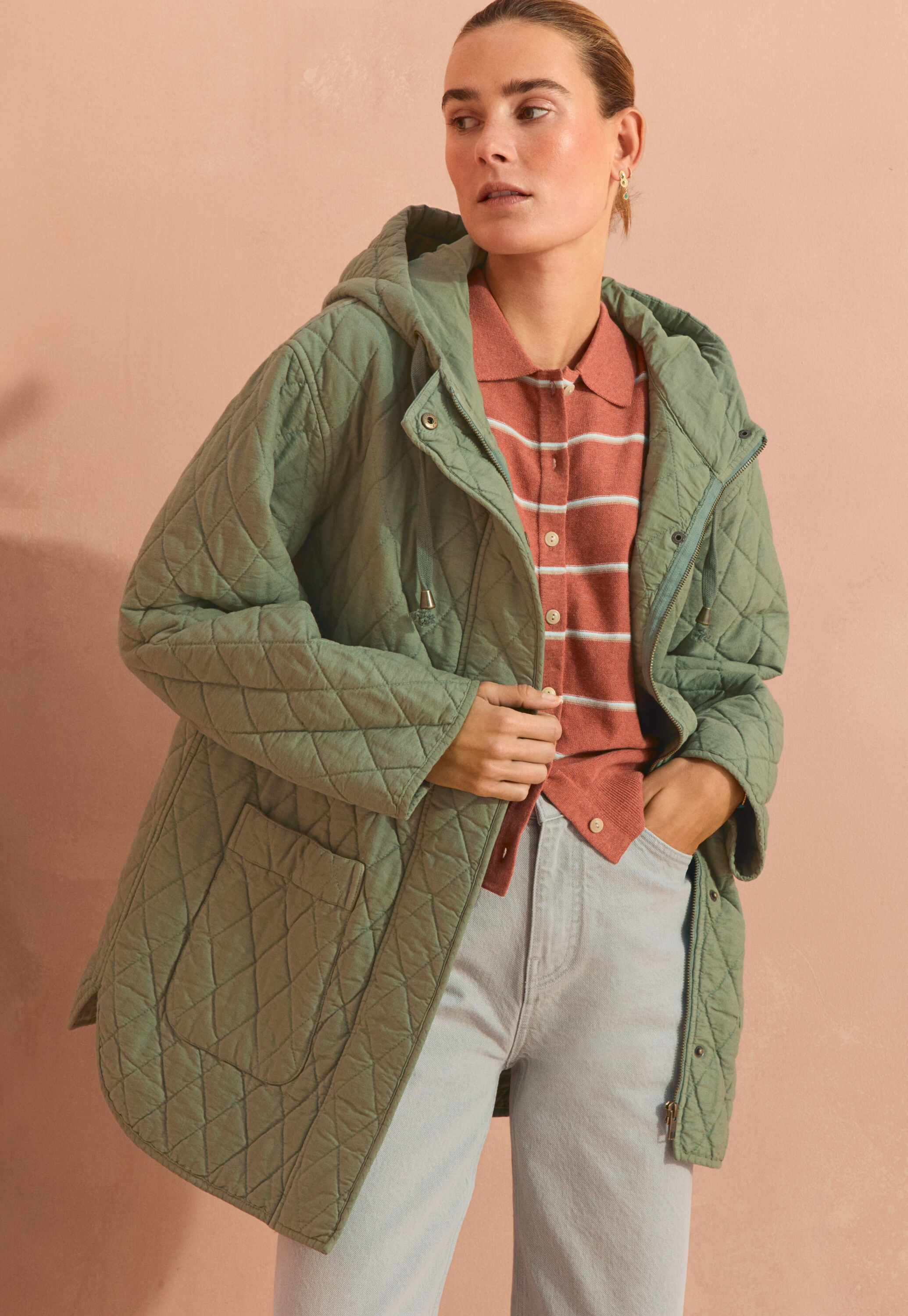 Striped collared cardigan