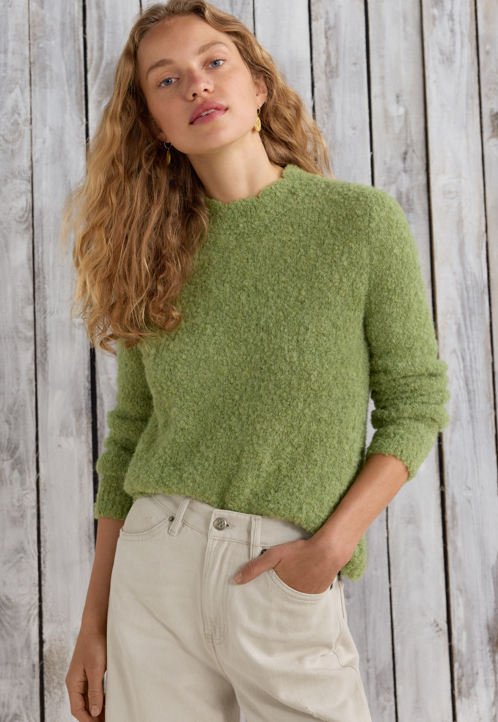 Lace-stitch sweater