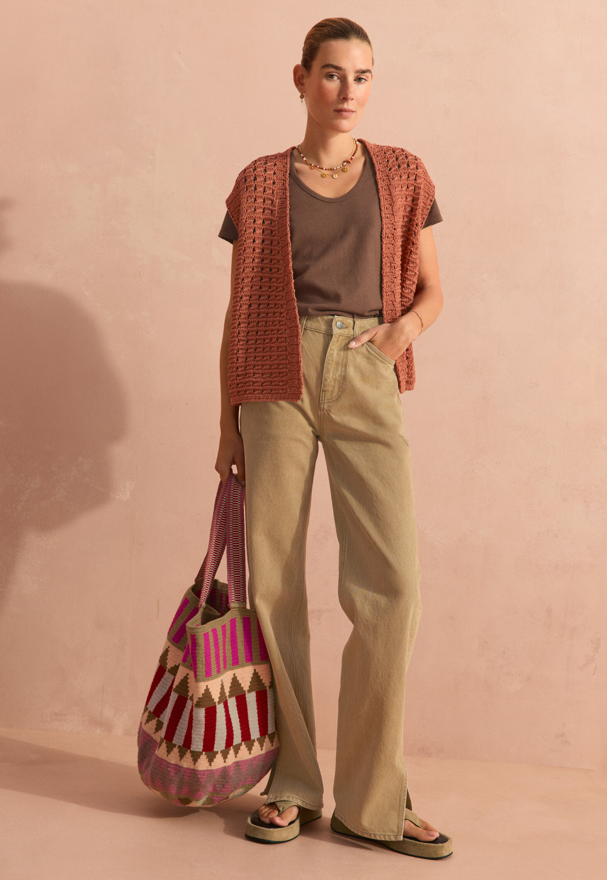 Crochet-stitch waistcoat