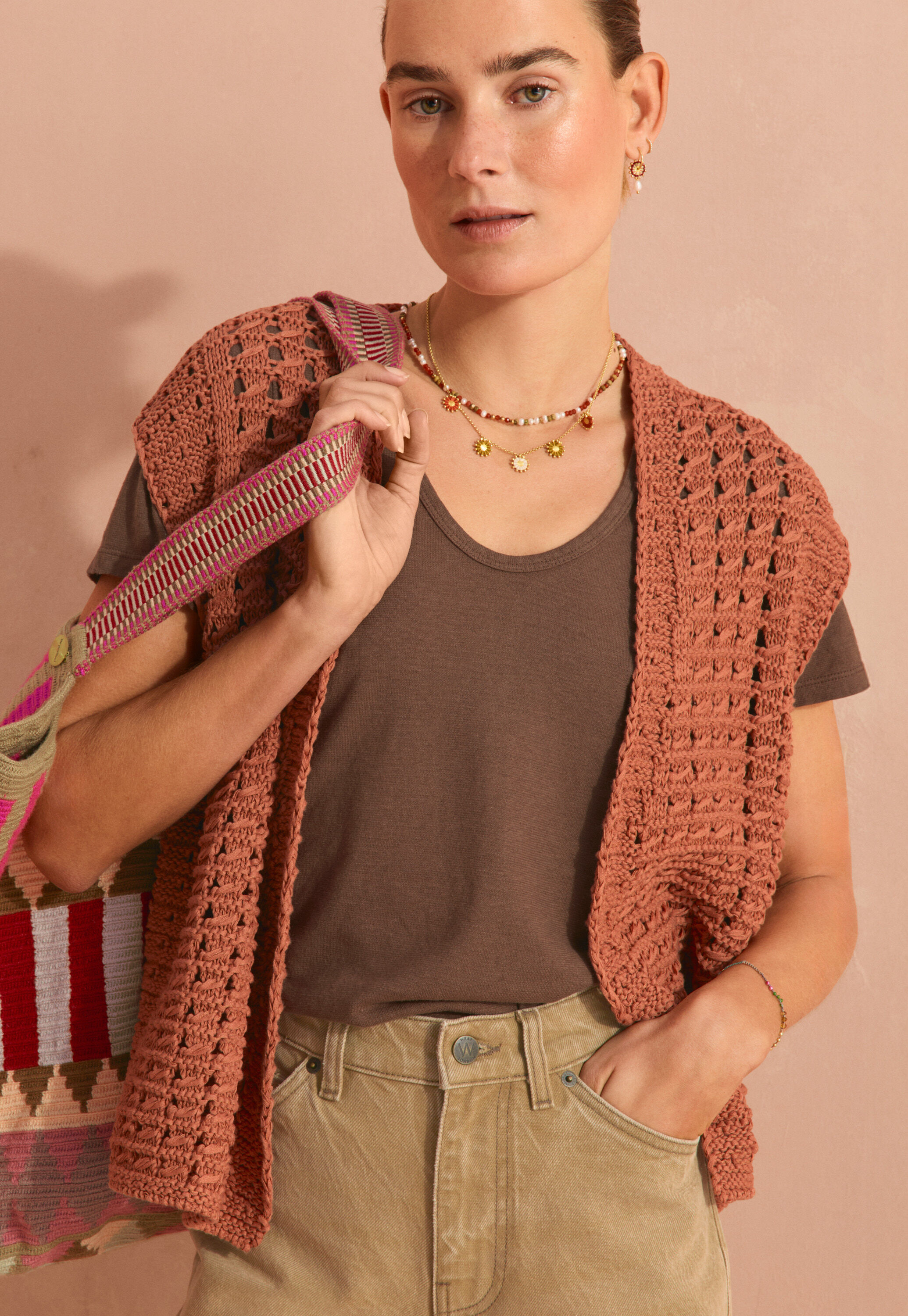 Crochet-stitch waistcoat
