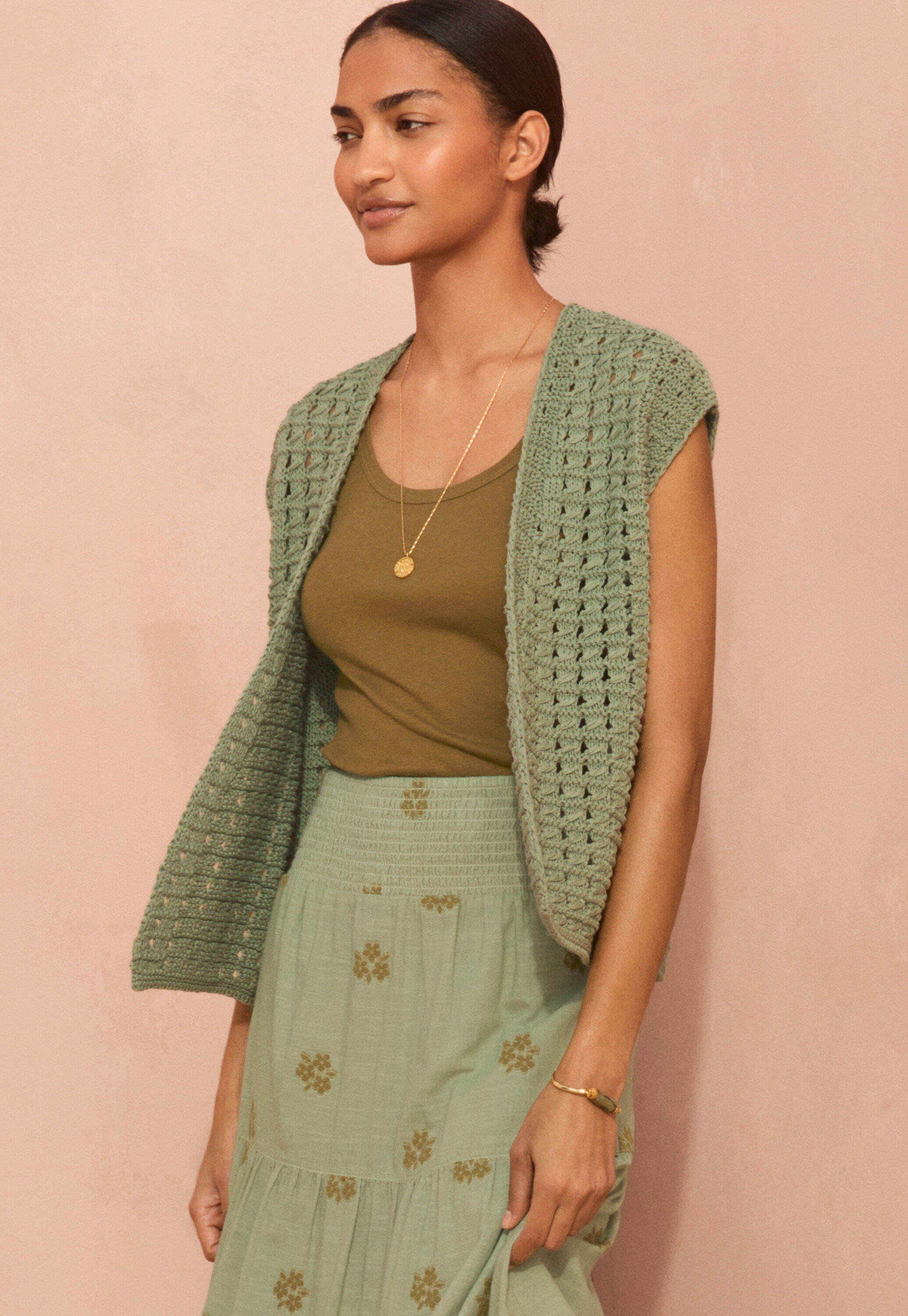 Crochet-stitch waistcoat