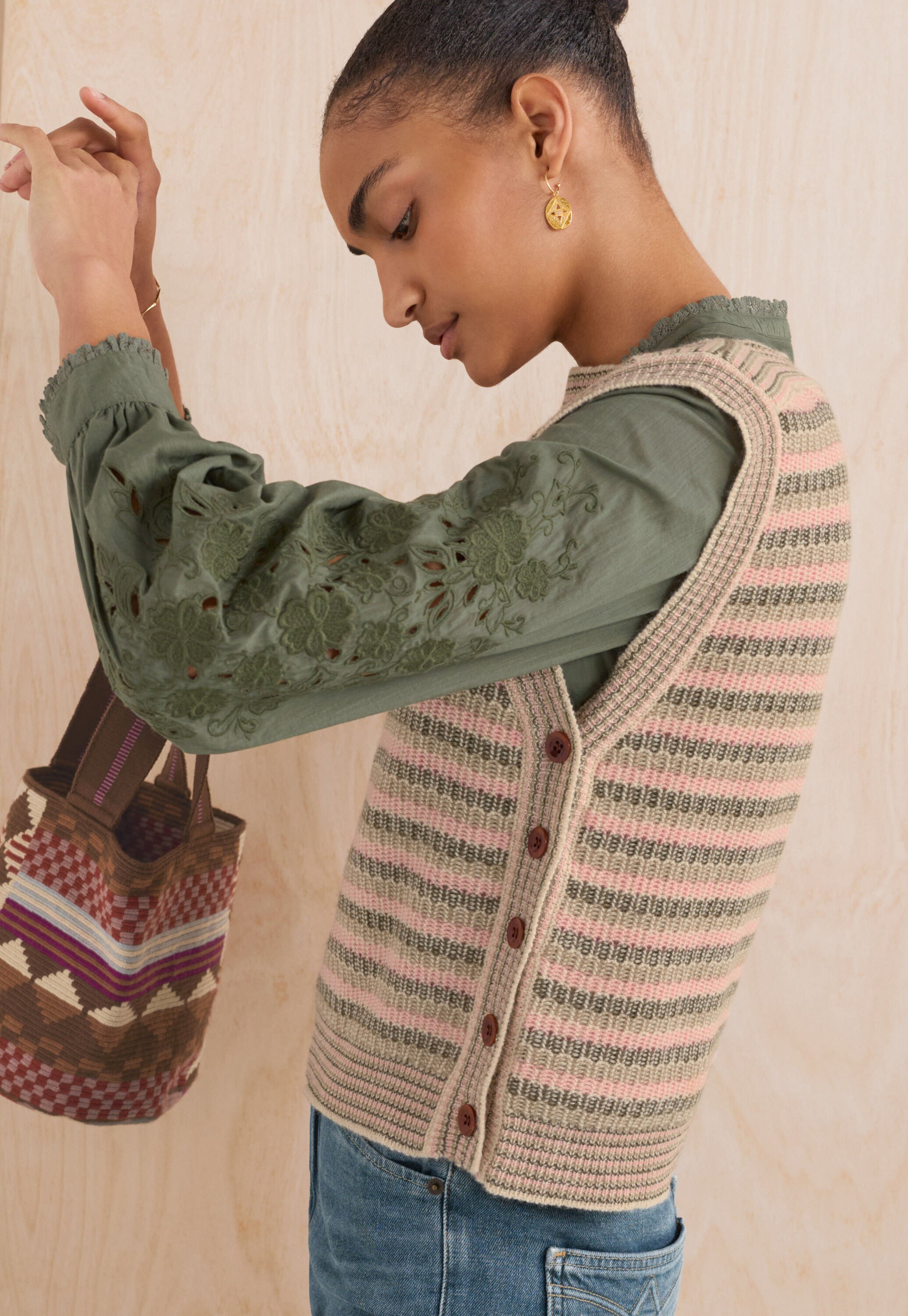 Lace pintuck blouse