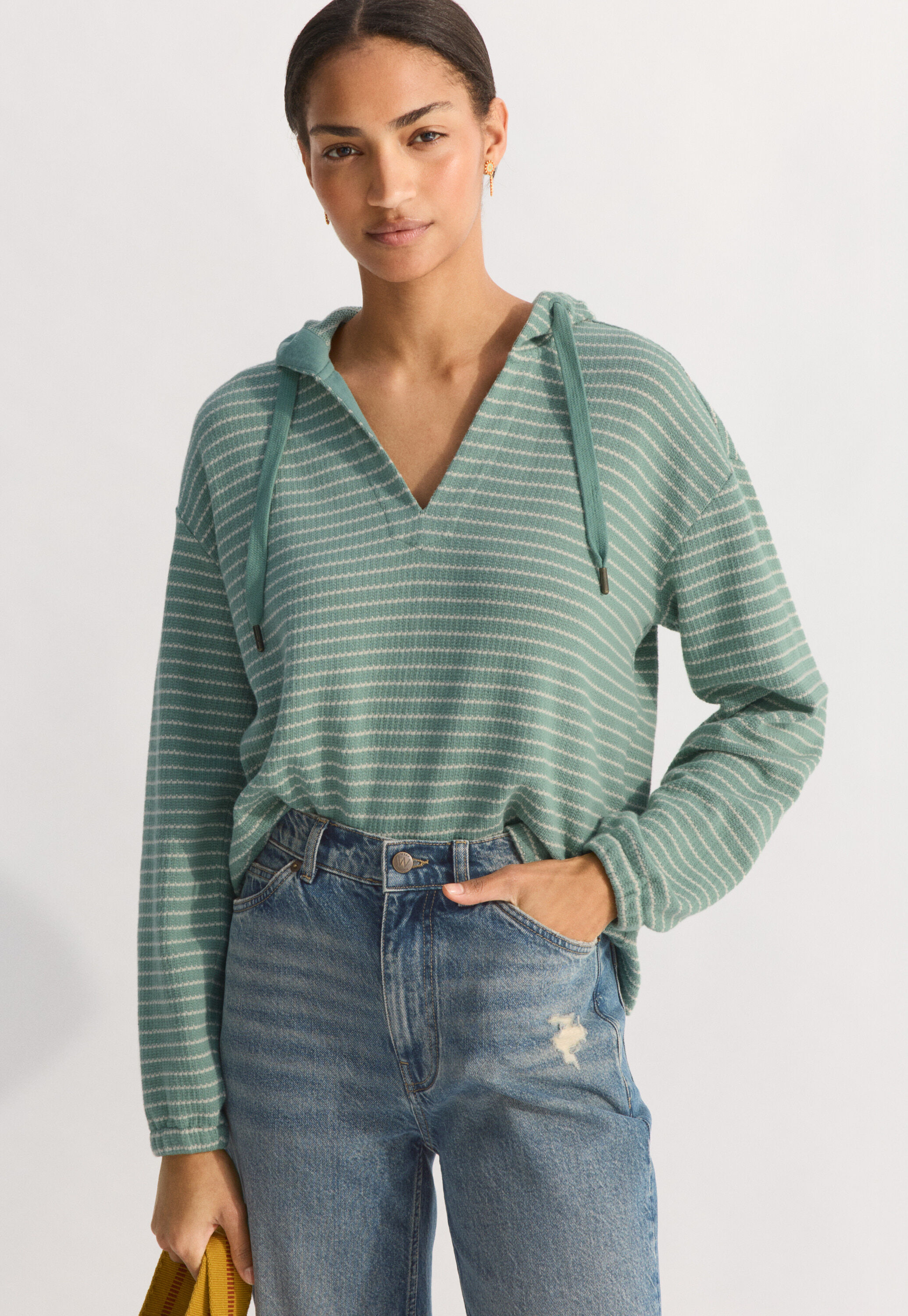 Textured striped hoodie
