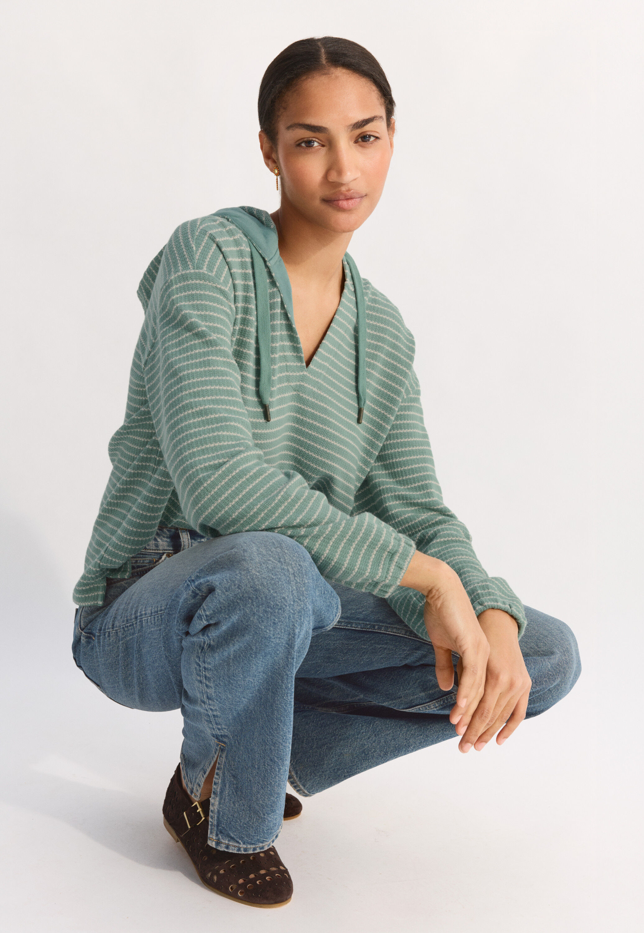 Textured striped hoodie