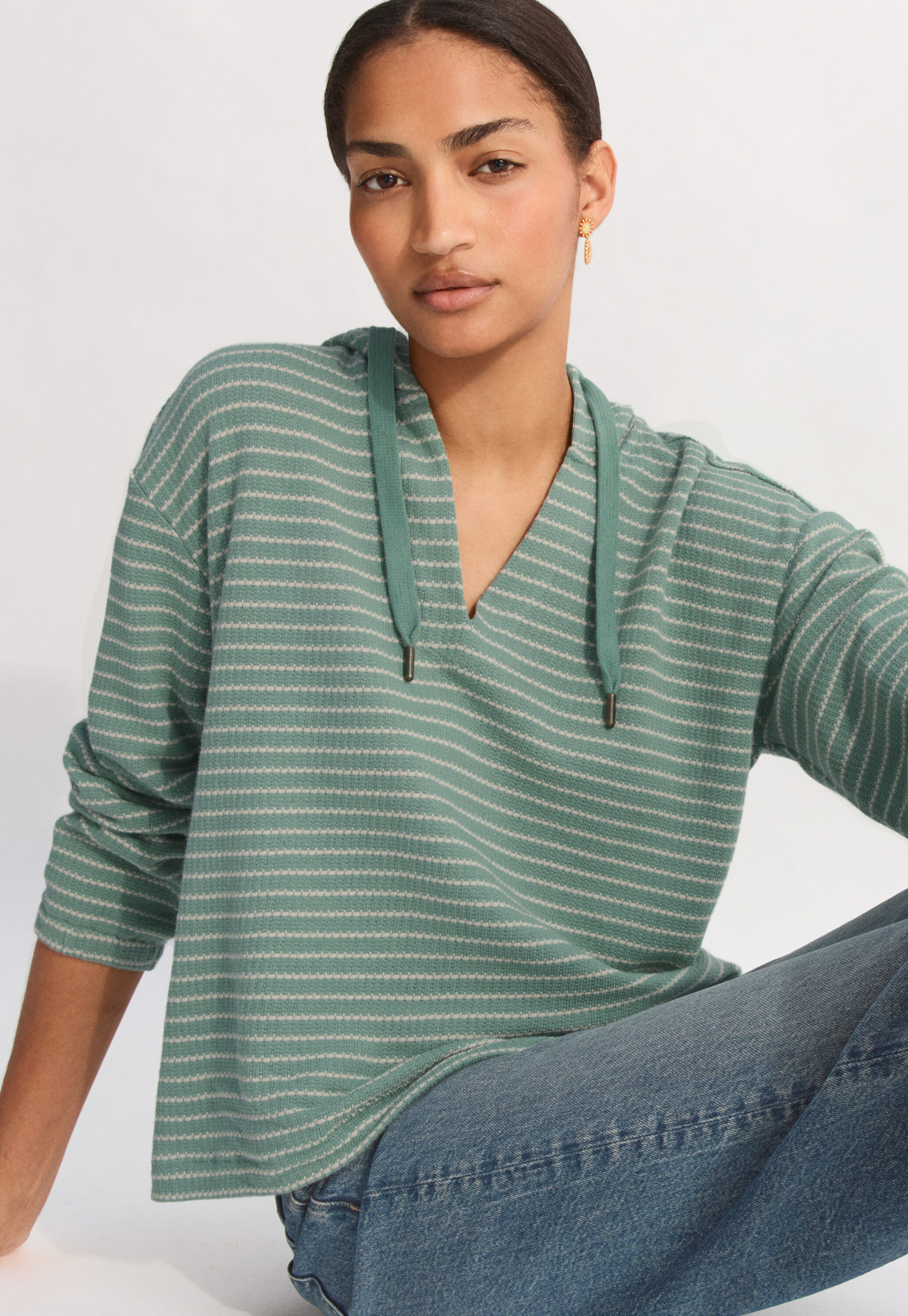Textured striped hoodie