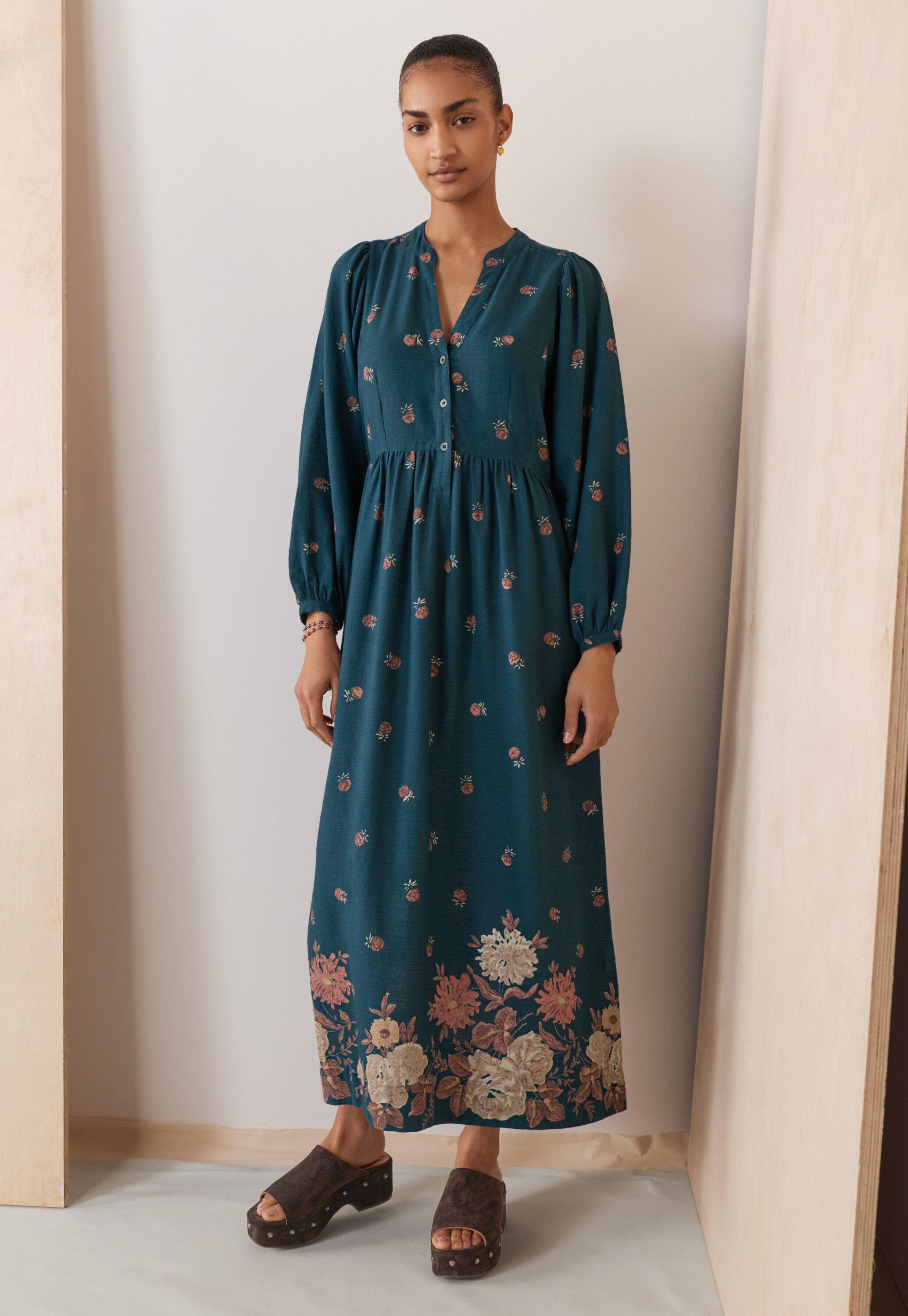 Printed dress, Petrol mauve, large