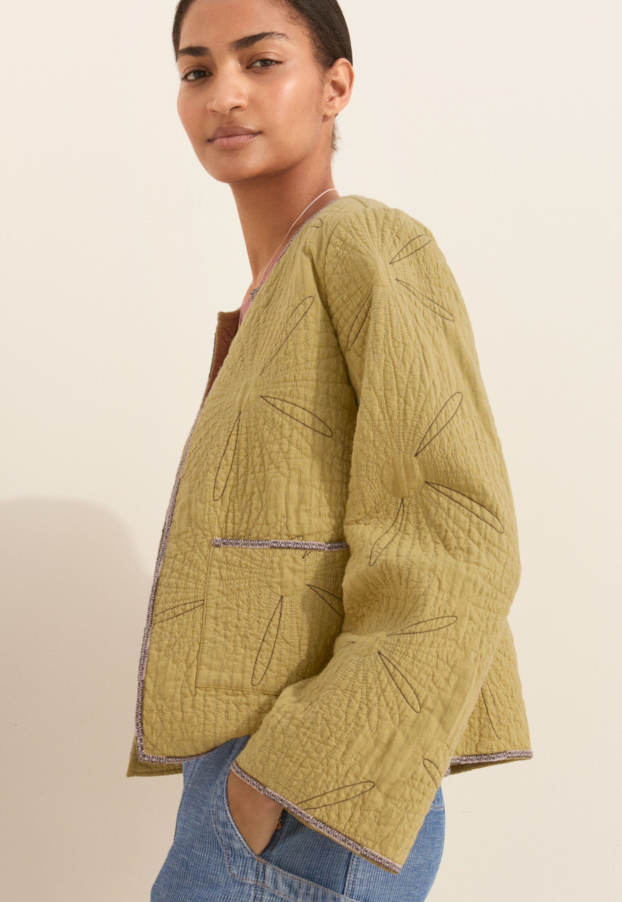 Quilted embroidered jacket
