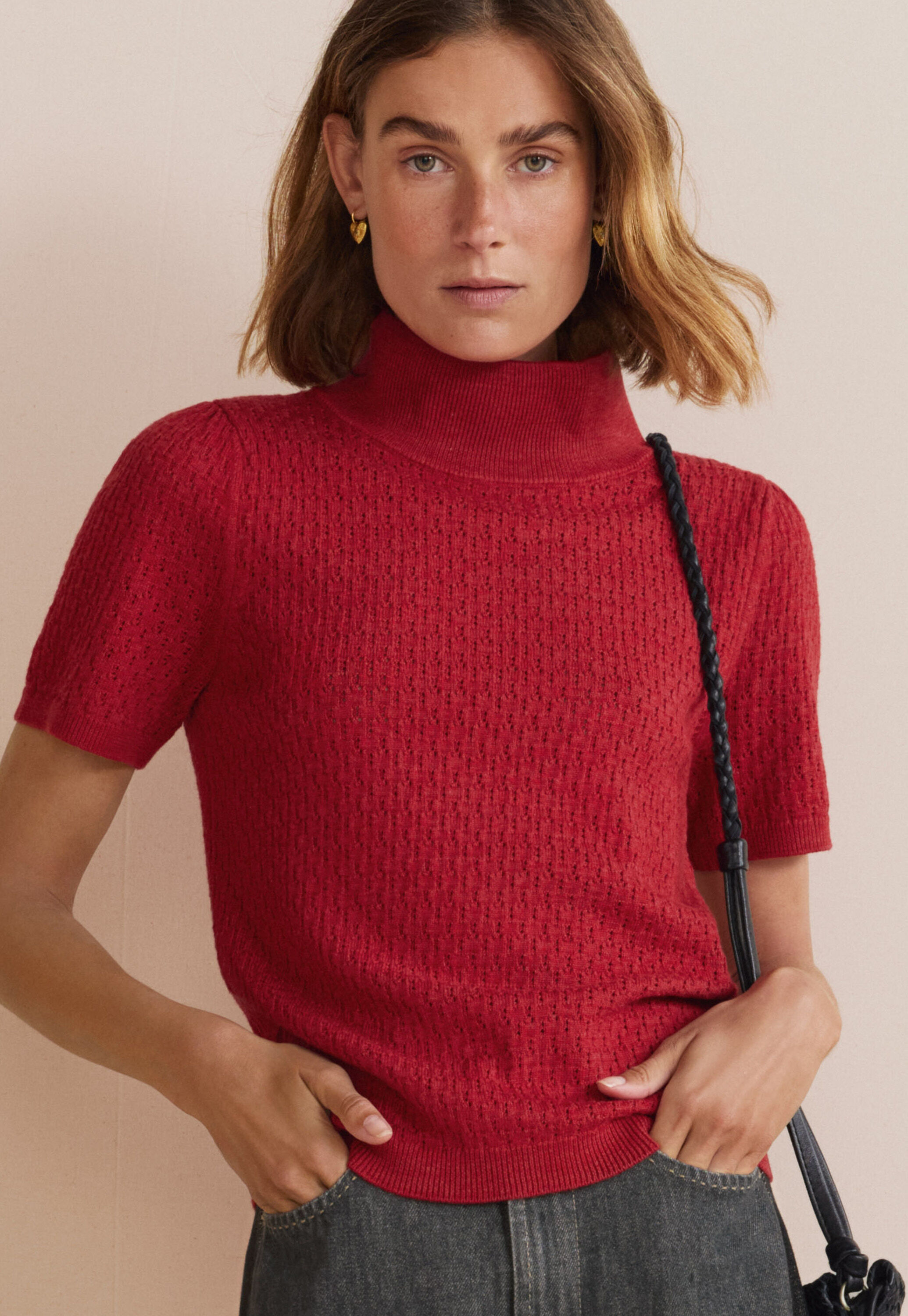 Pointelle-stitch sweater
