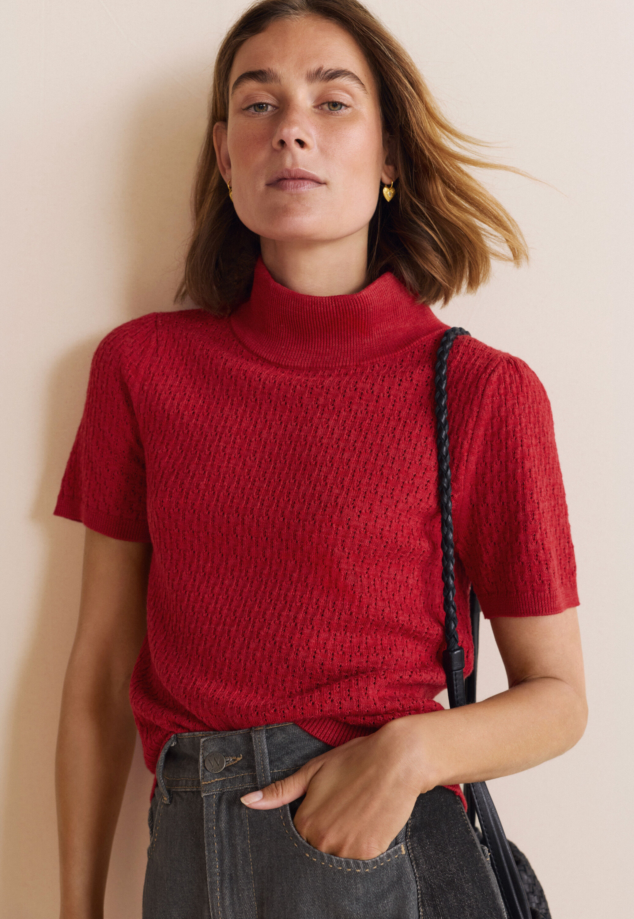 Waffle-stitch cardigan