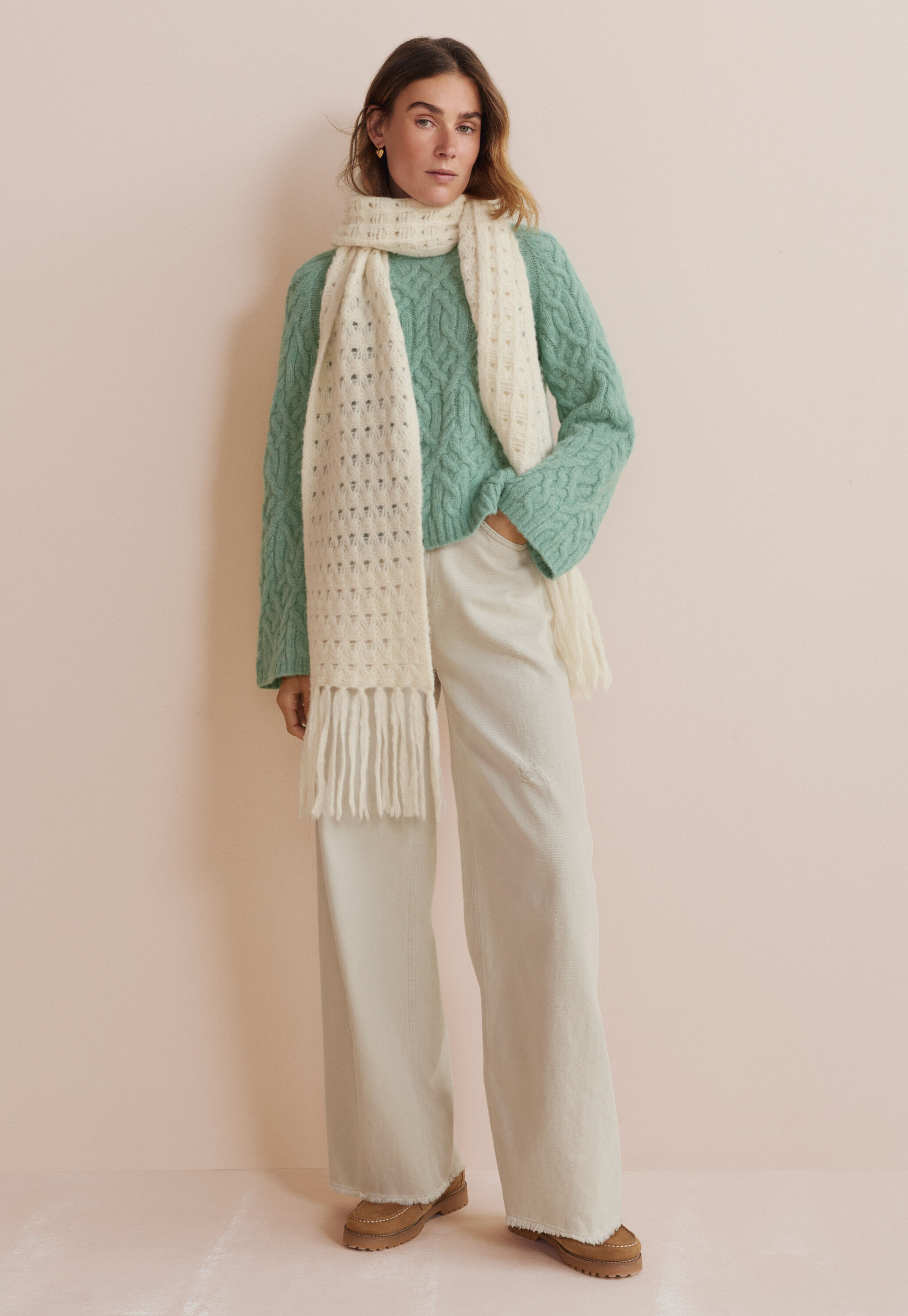 Lace-stitch sweater