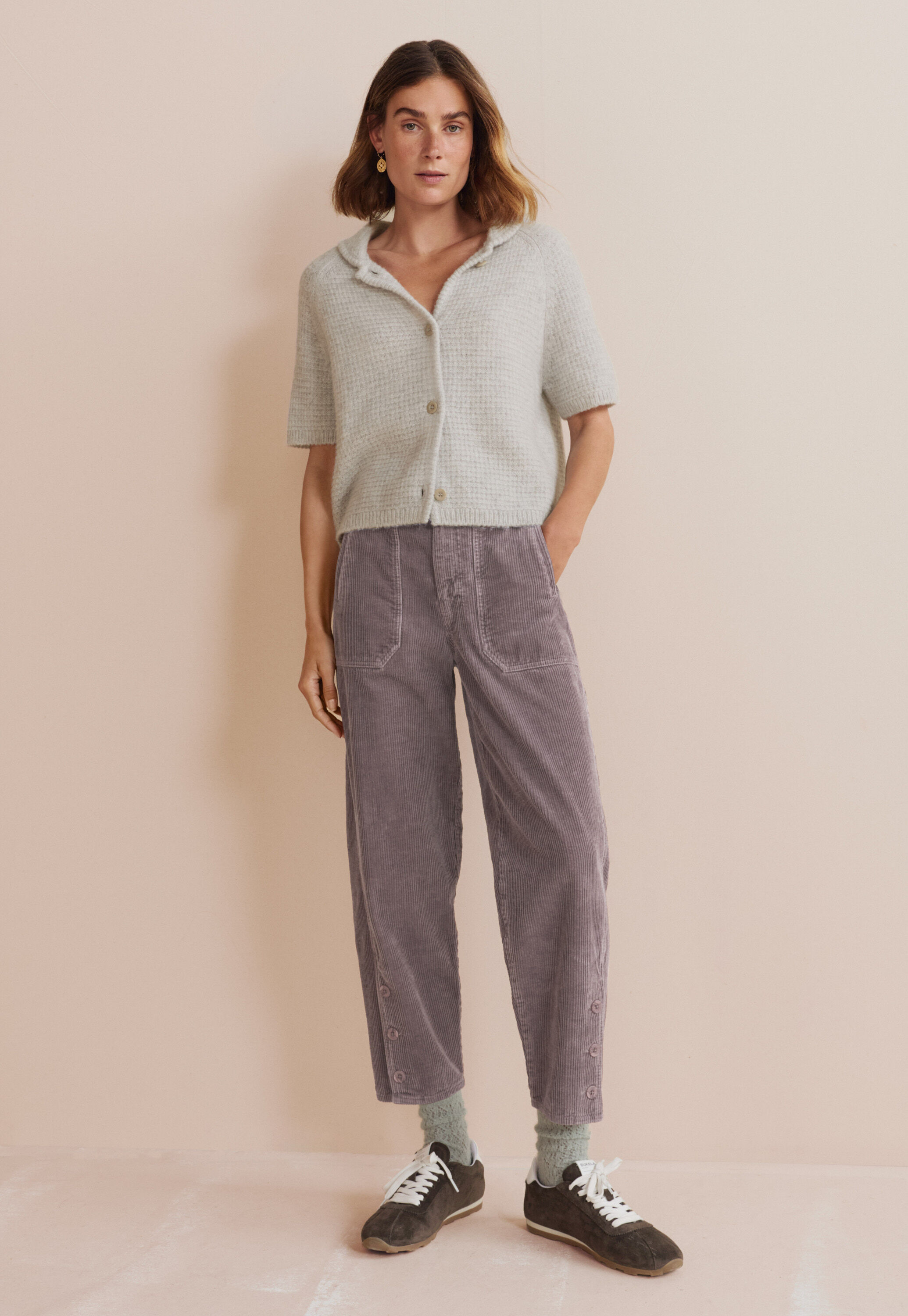 Wide-leg cord trousers