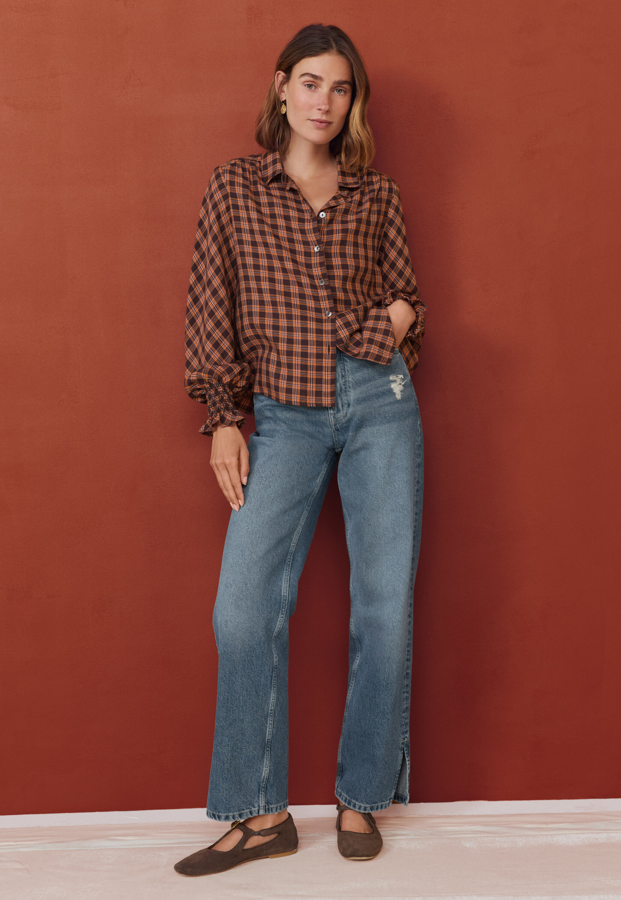 Split-hem jeans, Marine blue, large