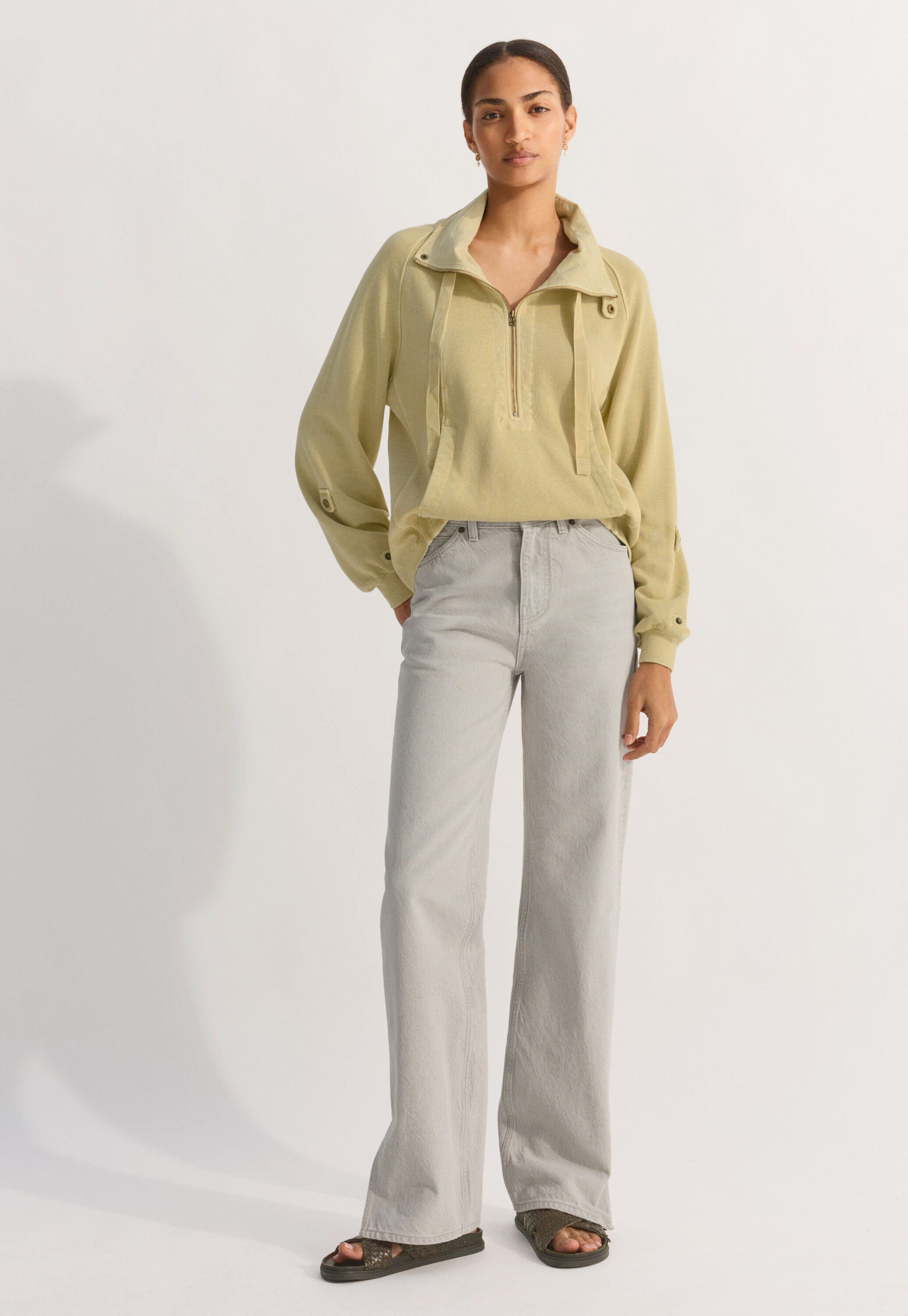 Split-hem jeans, Light grey, large