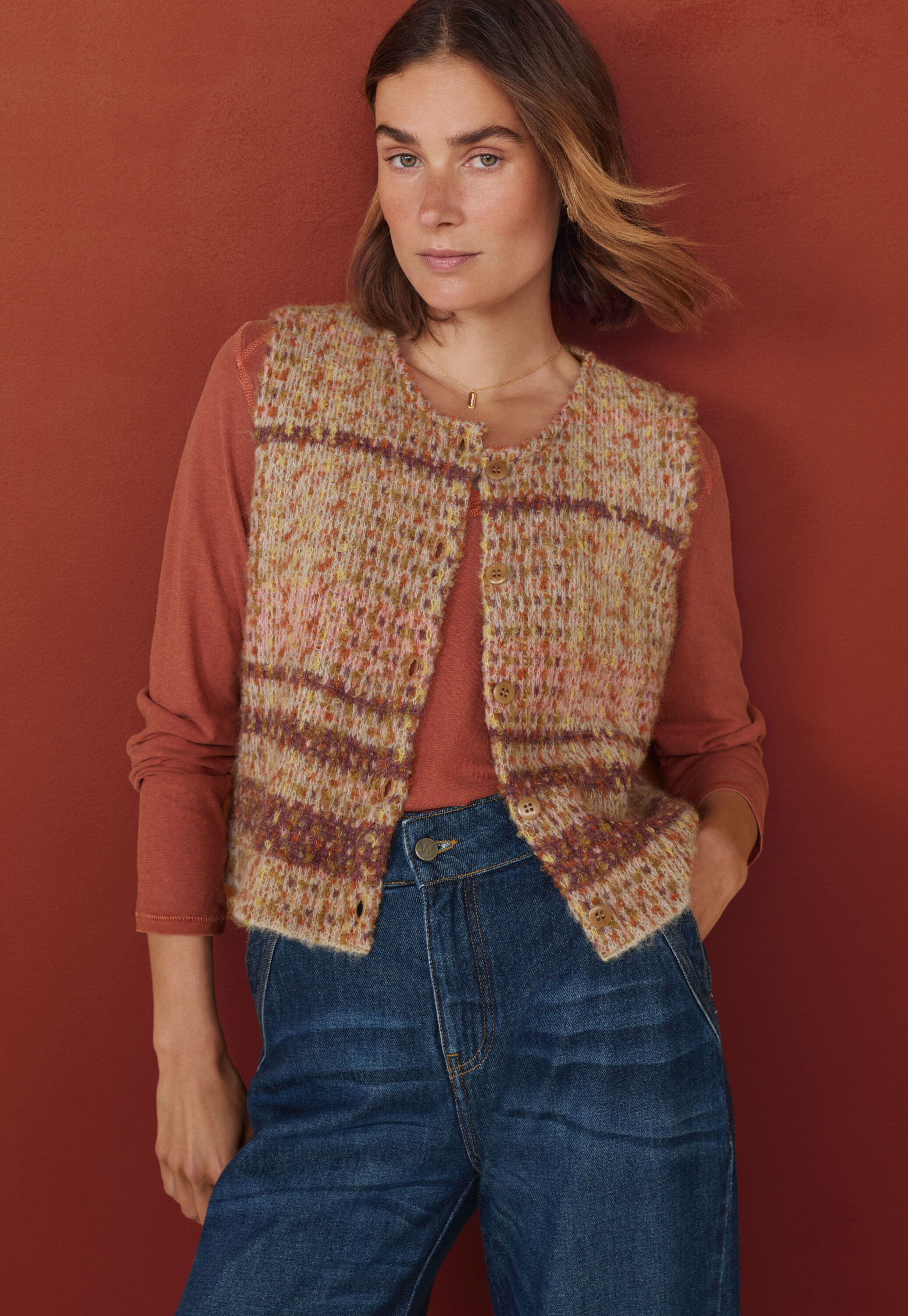 Waffle-stitch cardigan