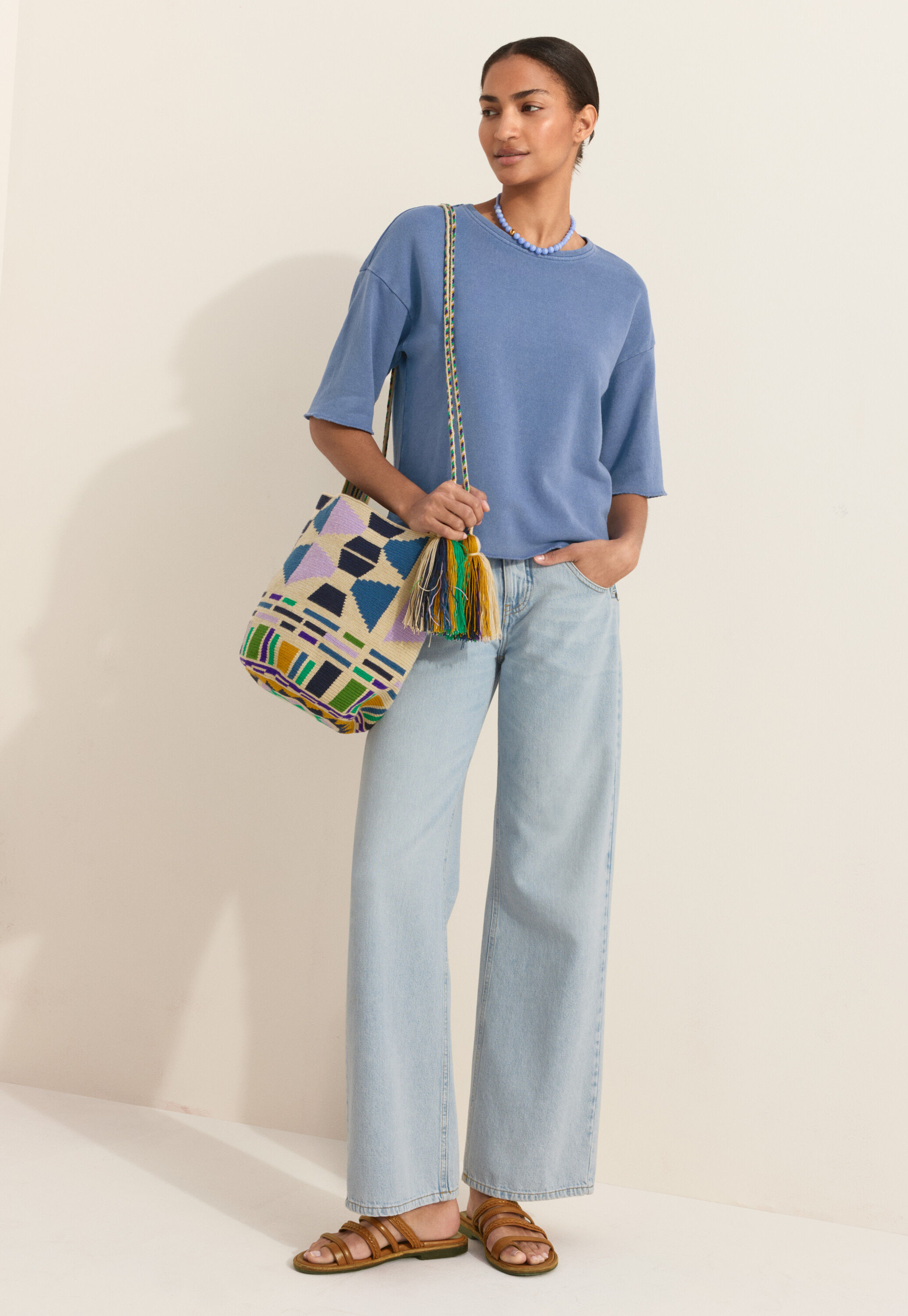 Woven large tote bag