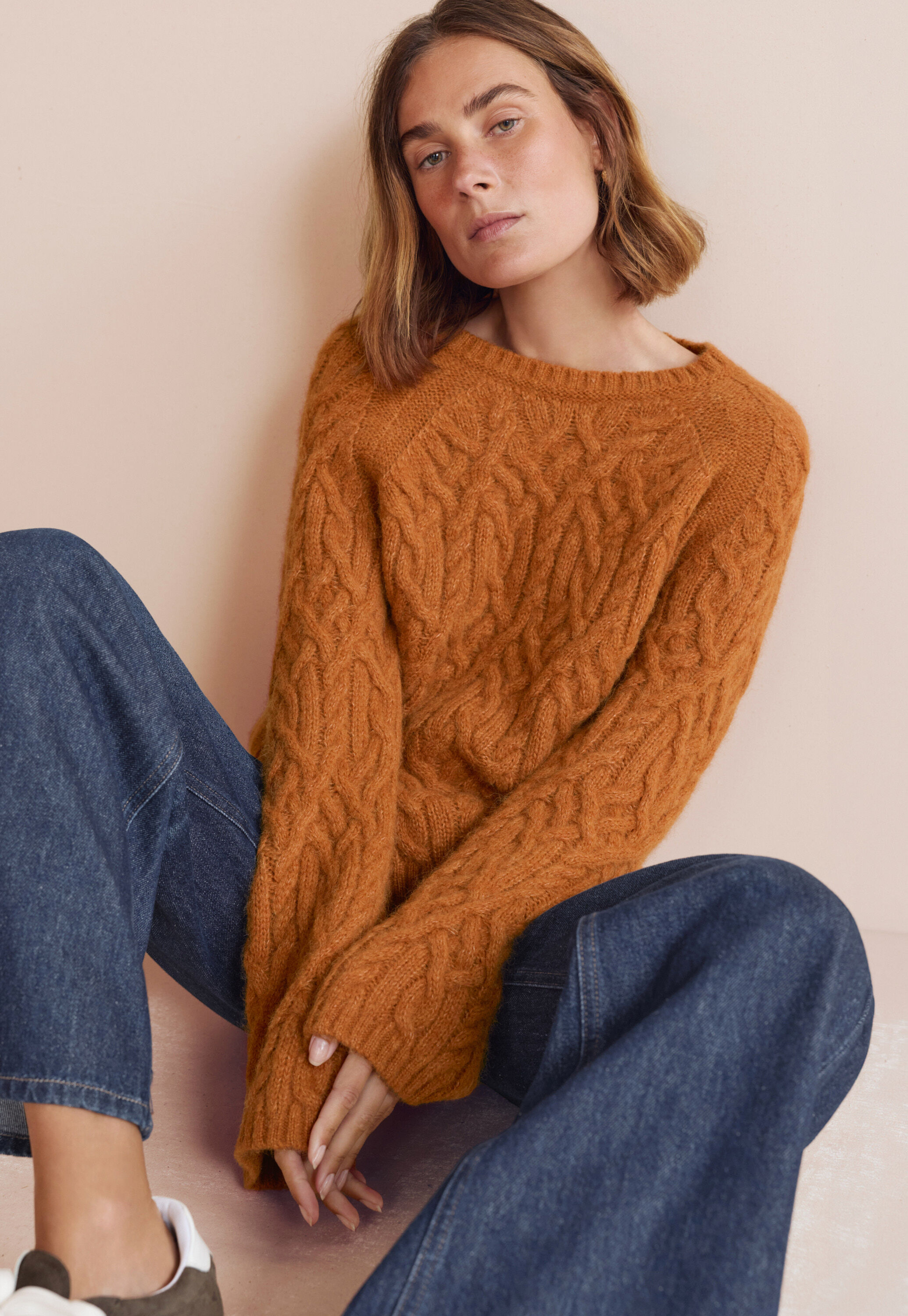 Cable-stitch sweater, Marmalade, large