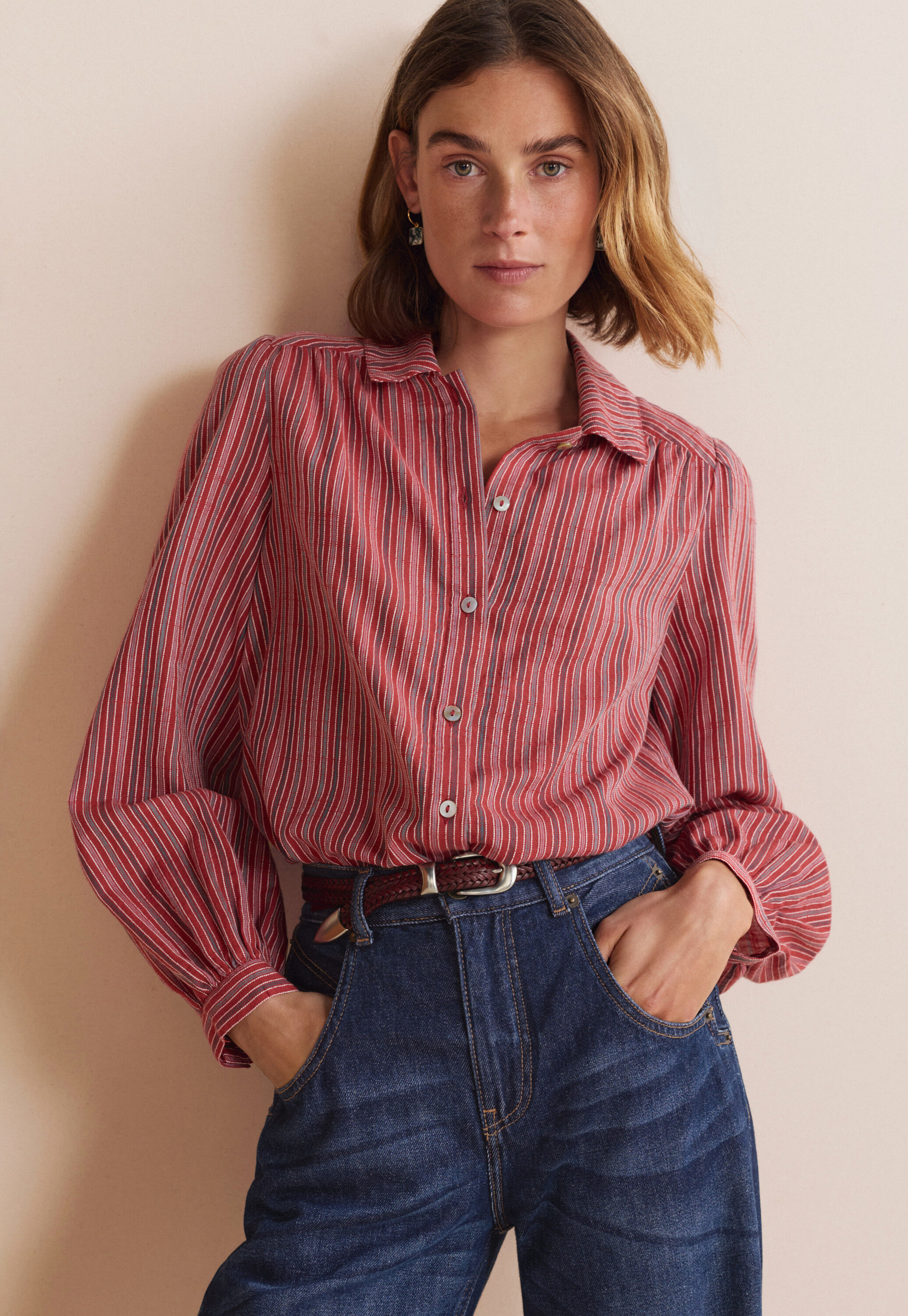 Striped blouse, Ruby, large