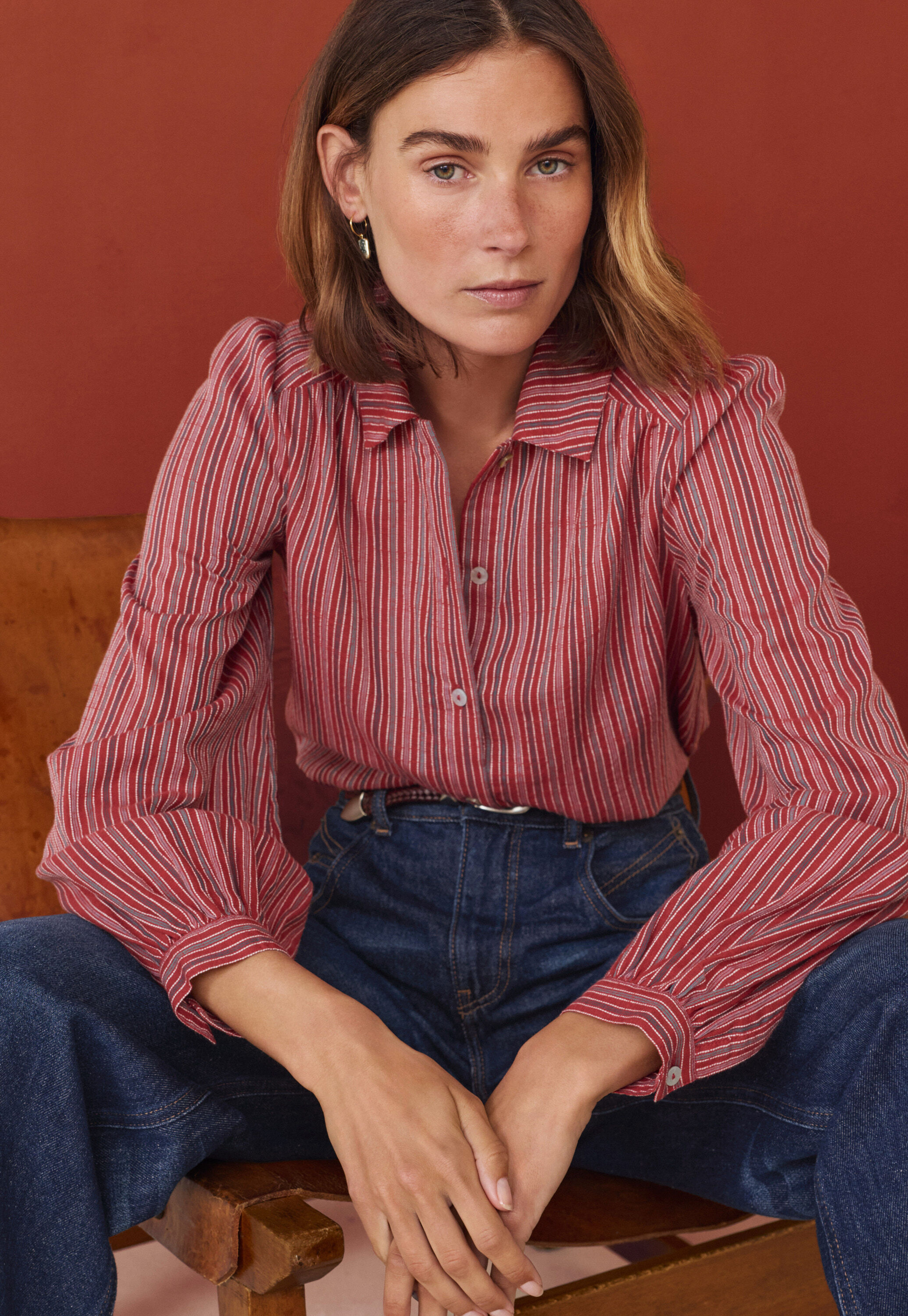 Striped blouse, Ruby, large