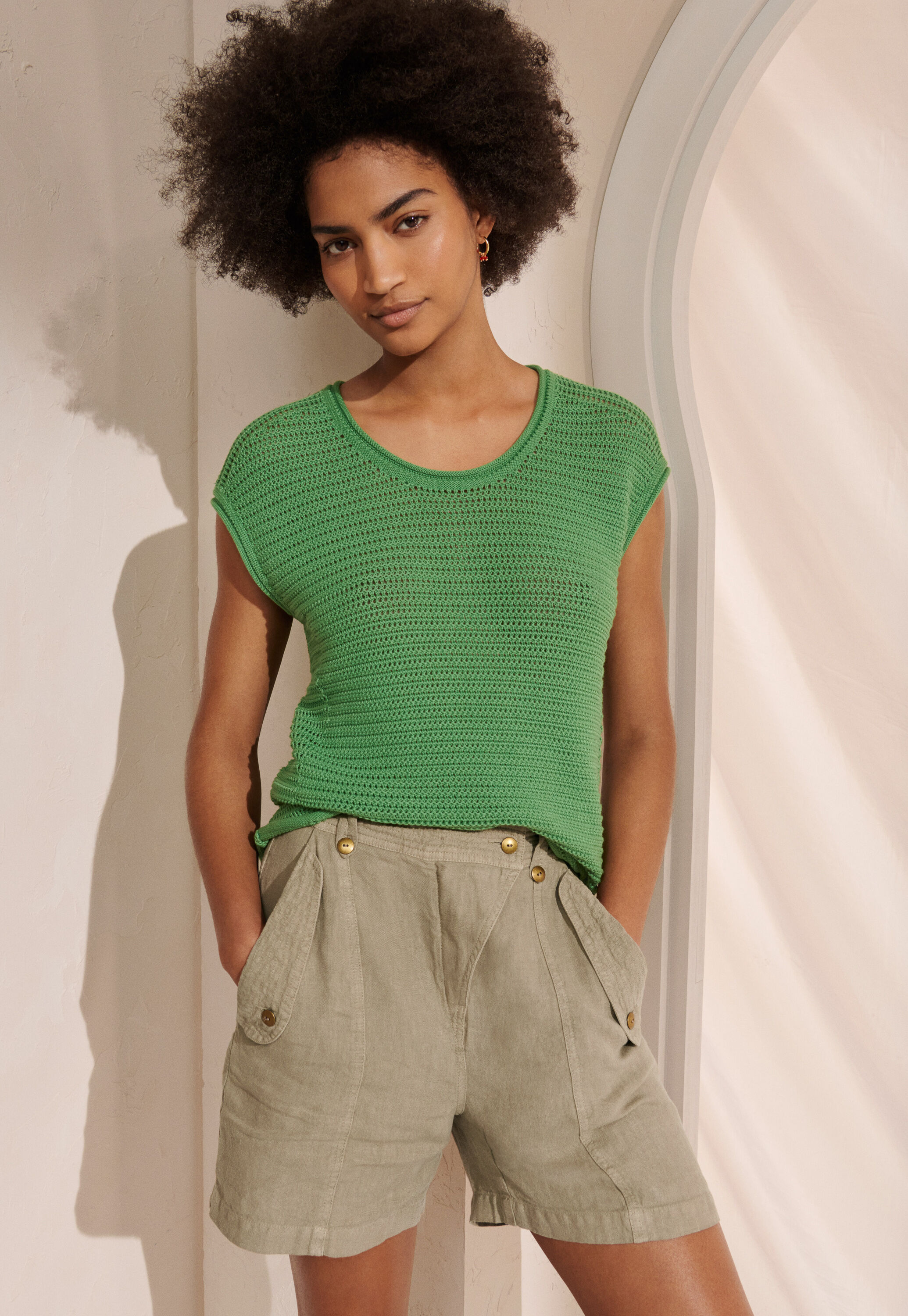 Lace-stitch sweater