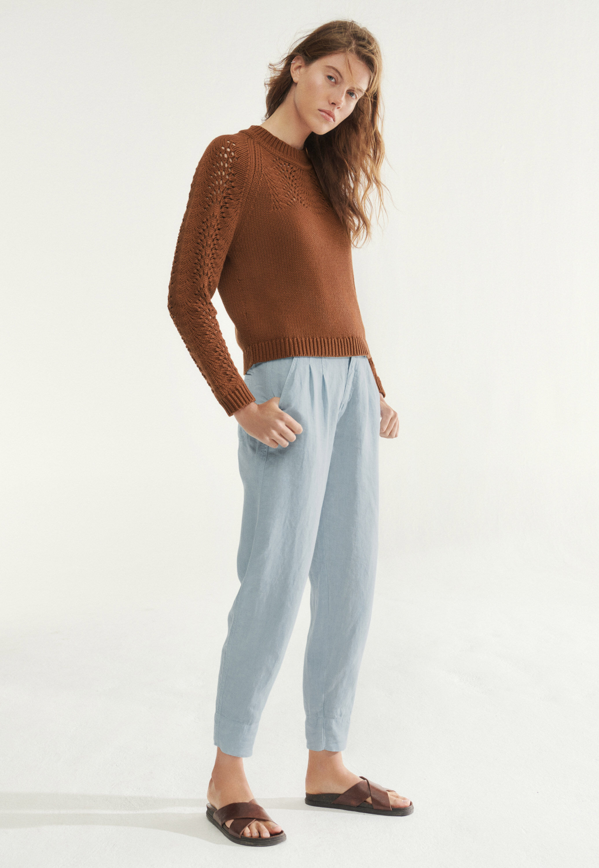 Wide-leg cord trousers