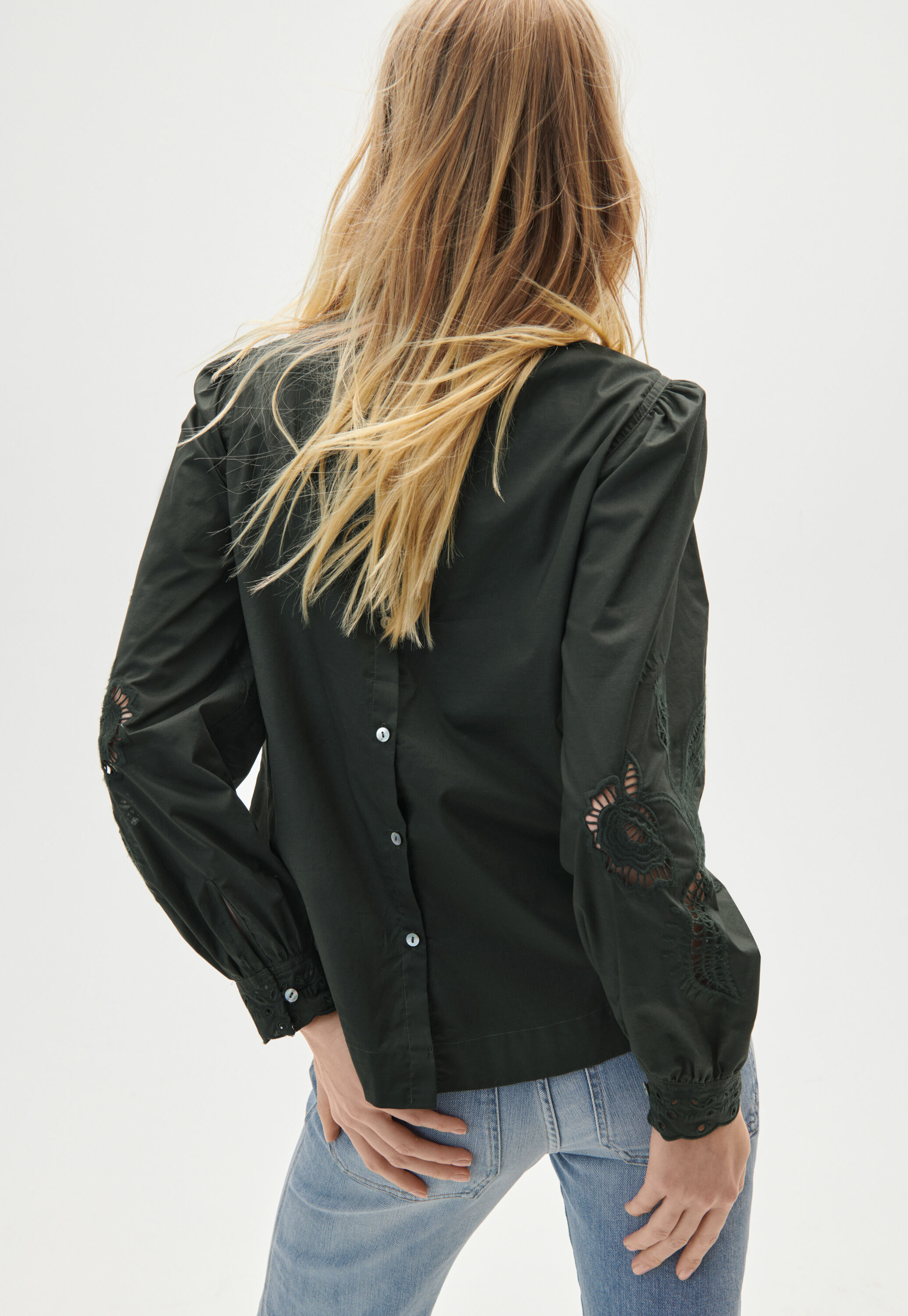 Button-back blouse