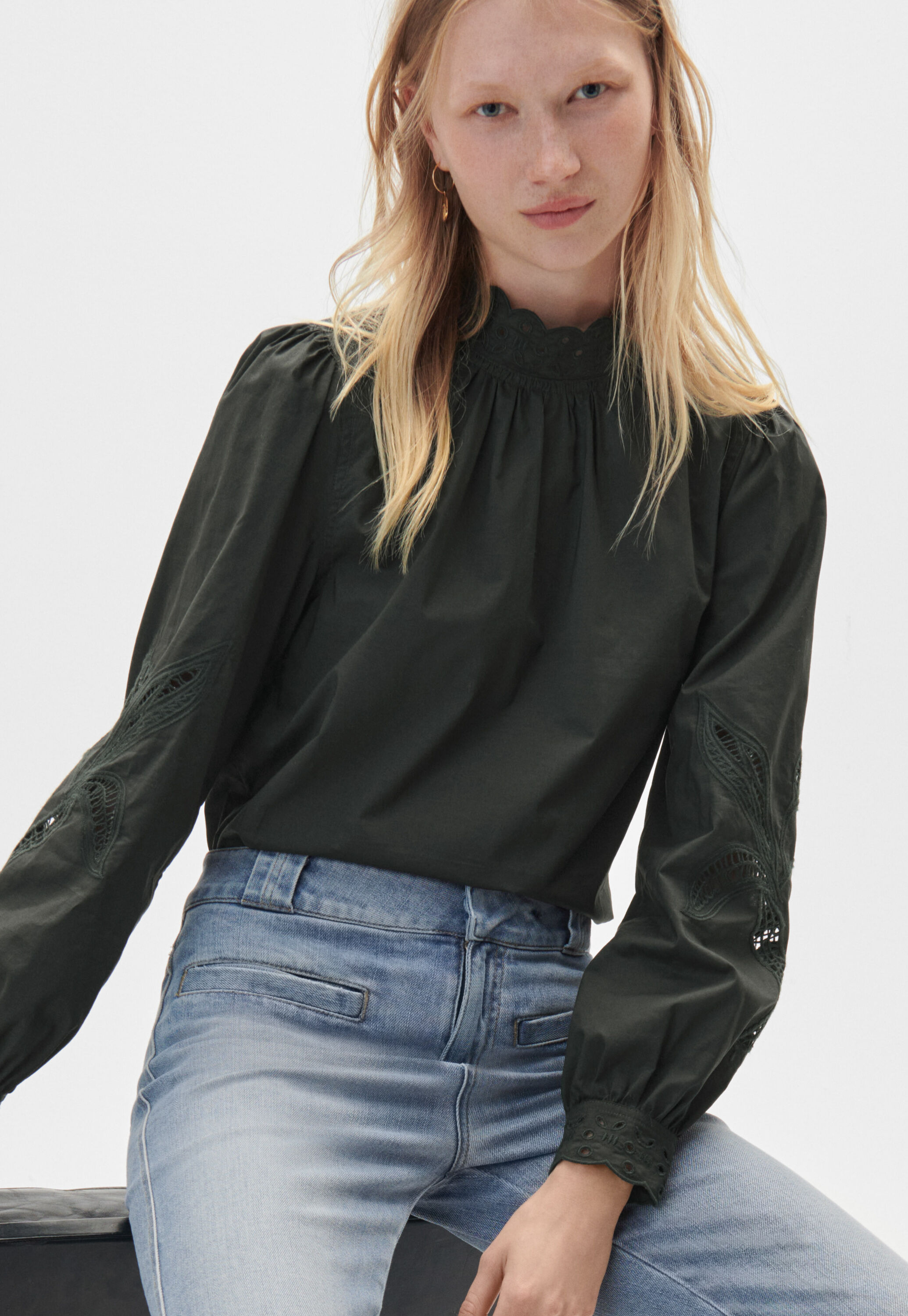 Button-back blouse