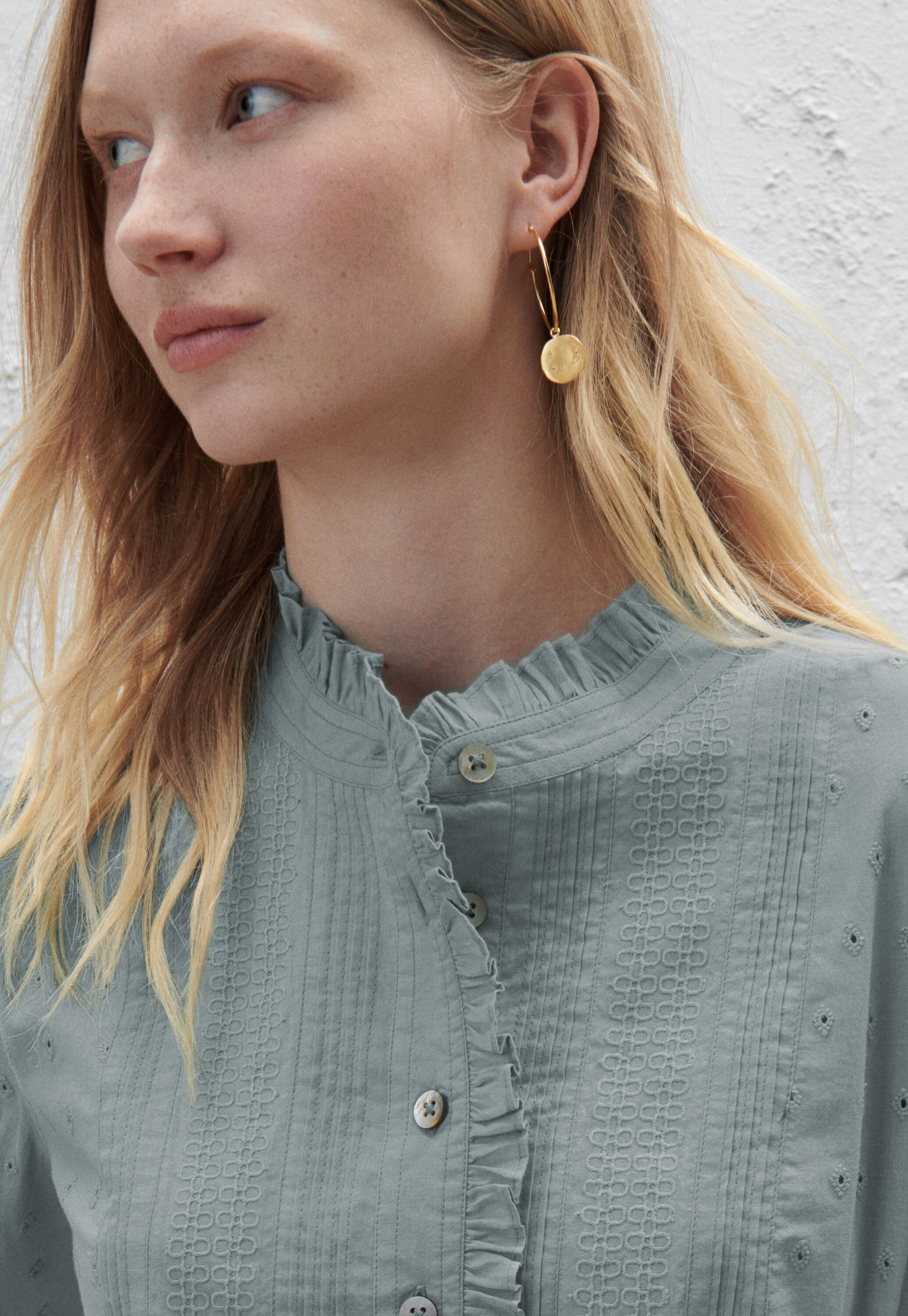 Moons-and-stars pendant hoop earrings
