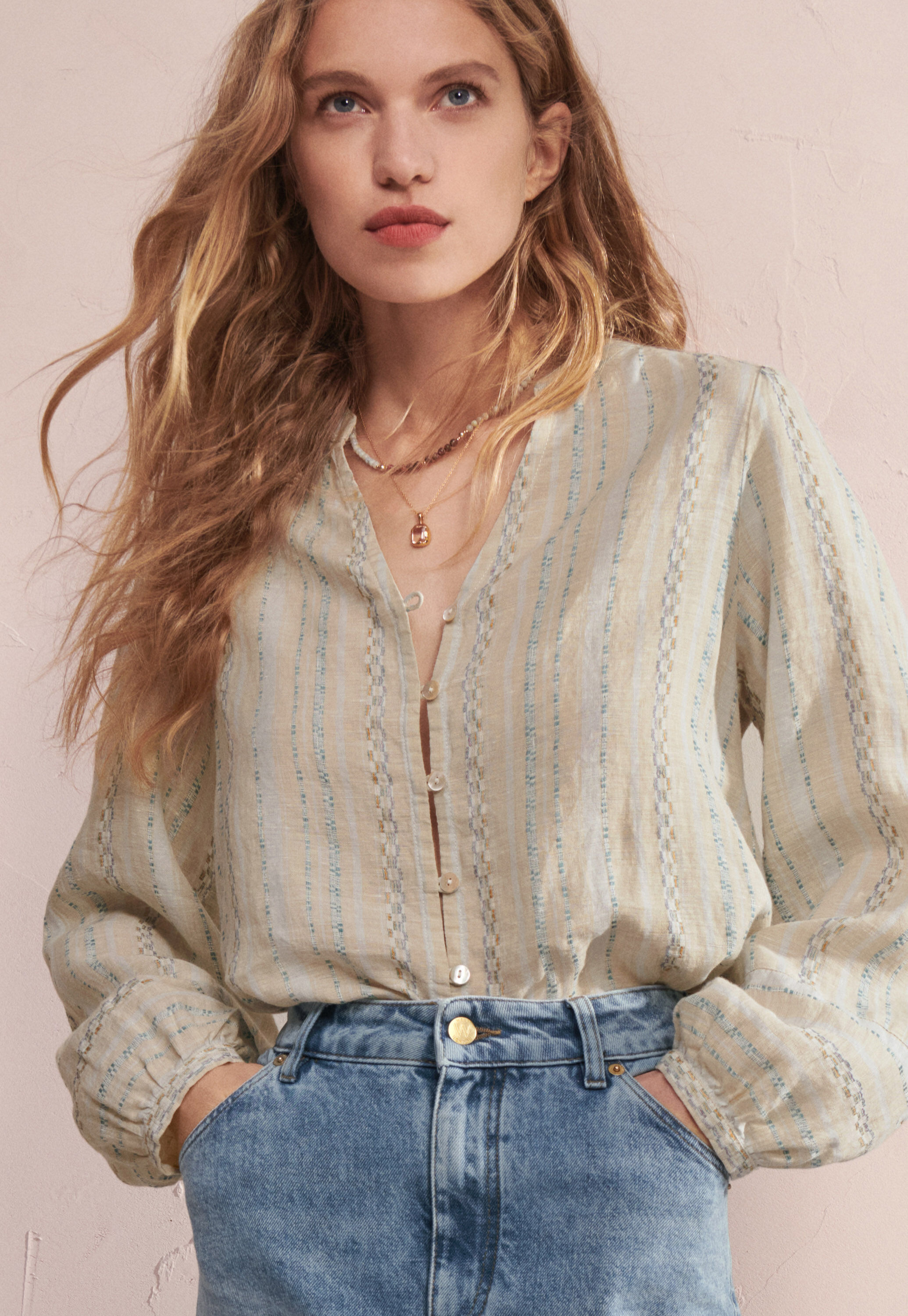 Textured striped blouse