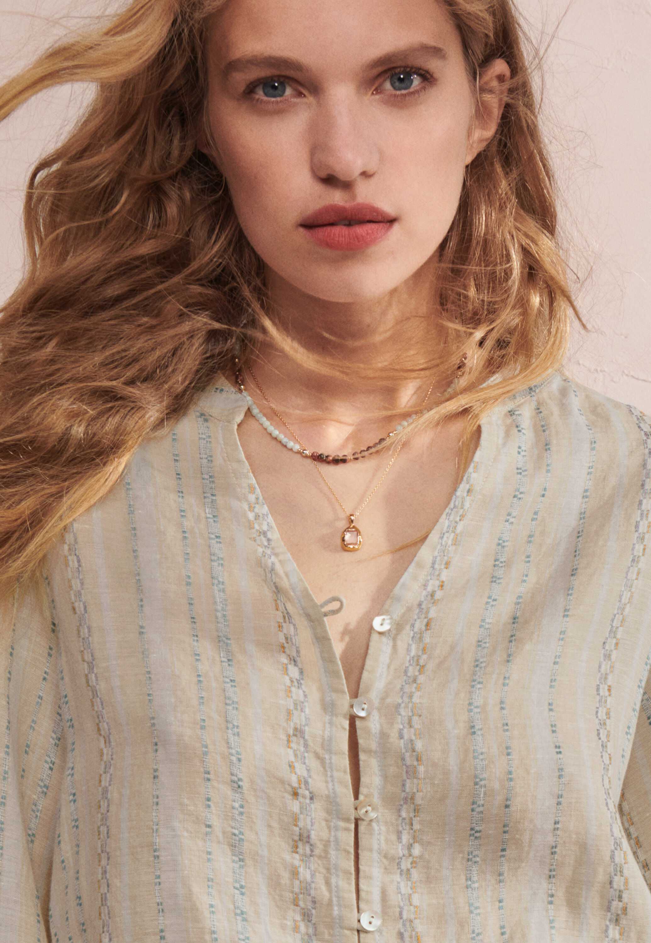 Textured striped blouse