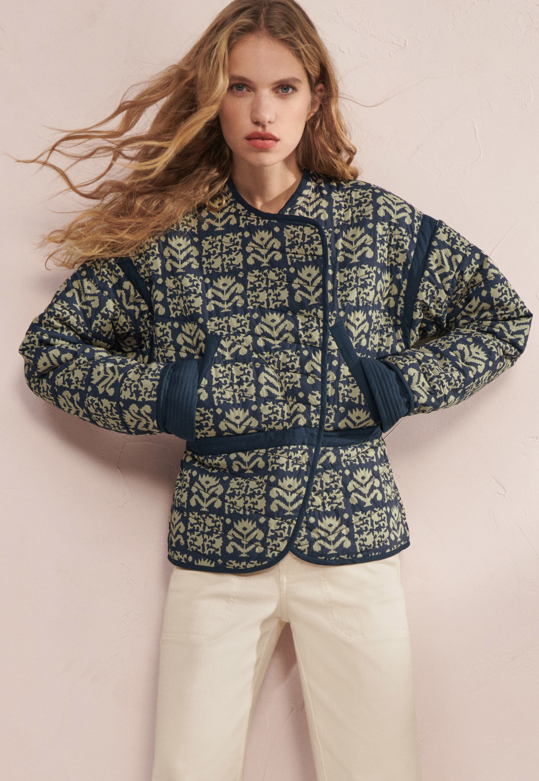 Quilted embroidered jacket