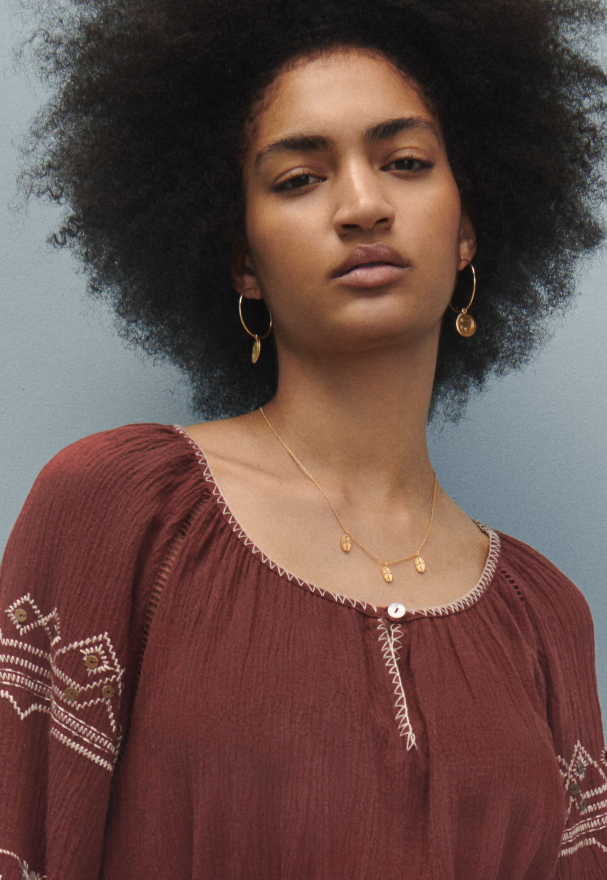 Moons-and-stars pendant hoop earrings