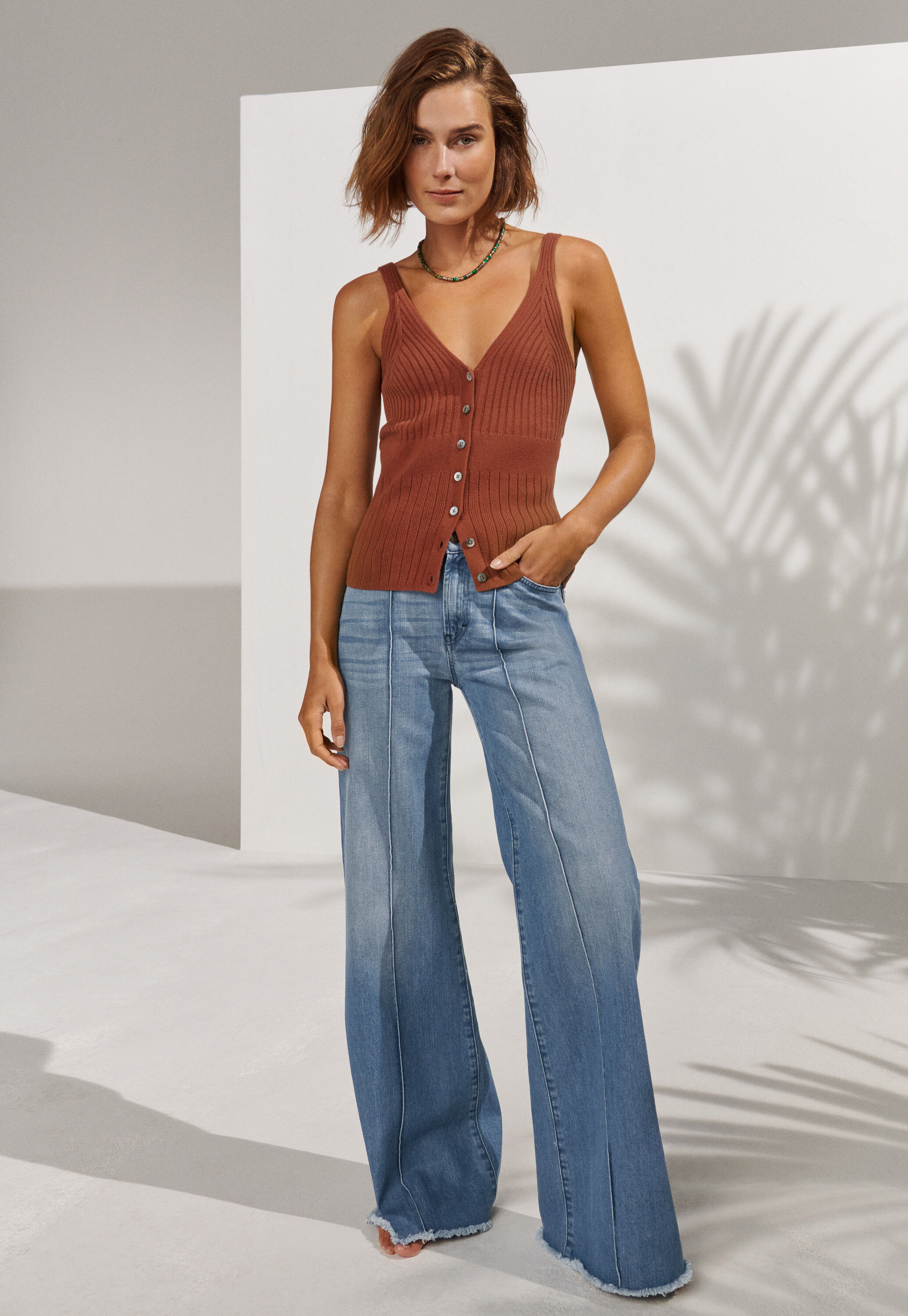 Wide-leg cord trousers